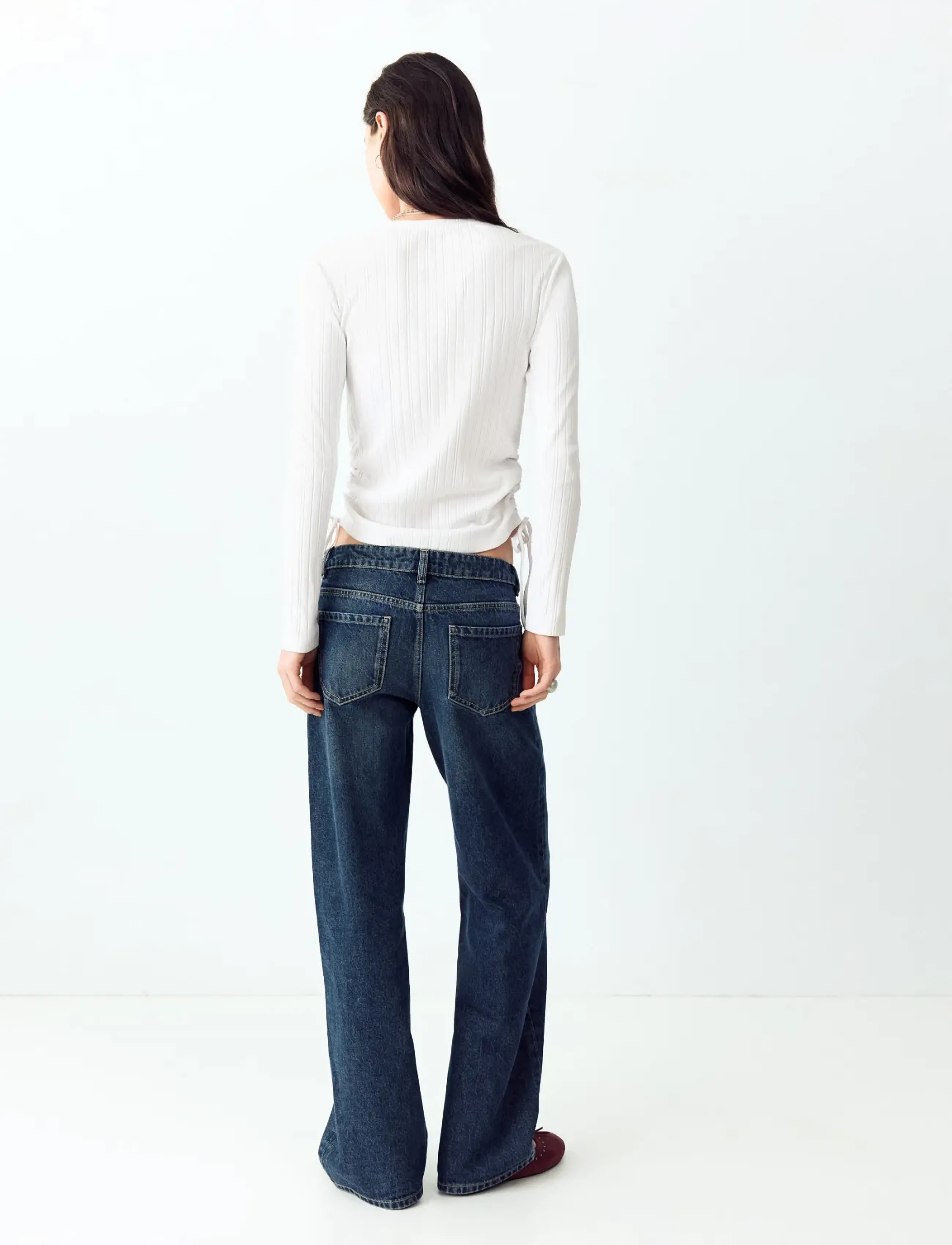 Mango Teen - Ribbed T-shirt with ruched detail - långärmade t-shirts - natural white - 3