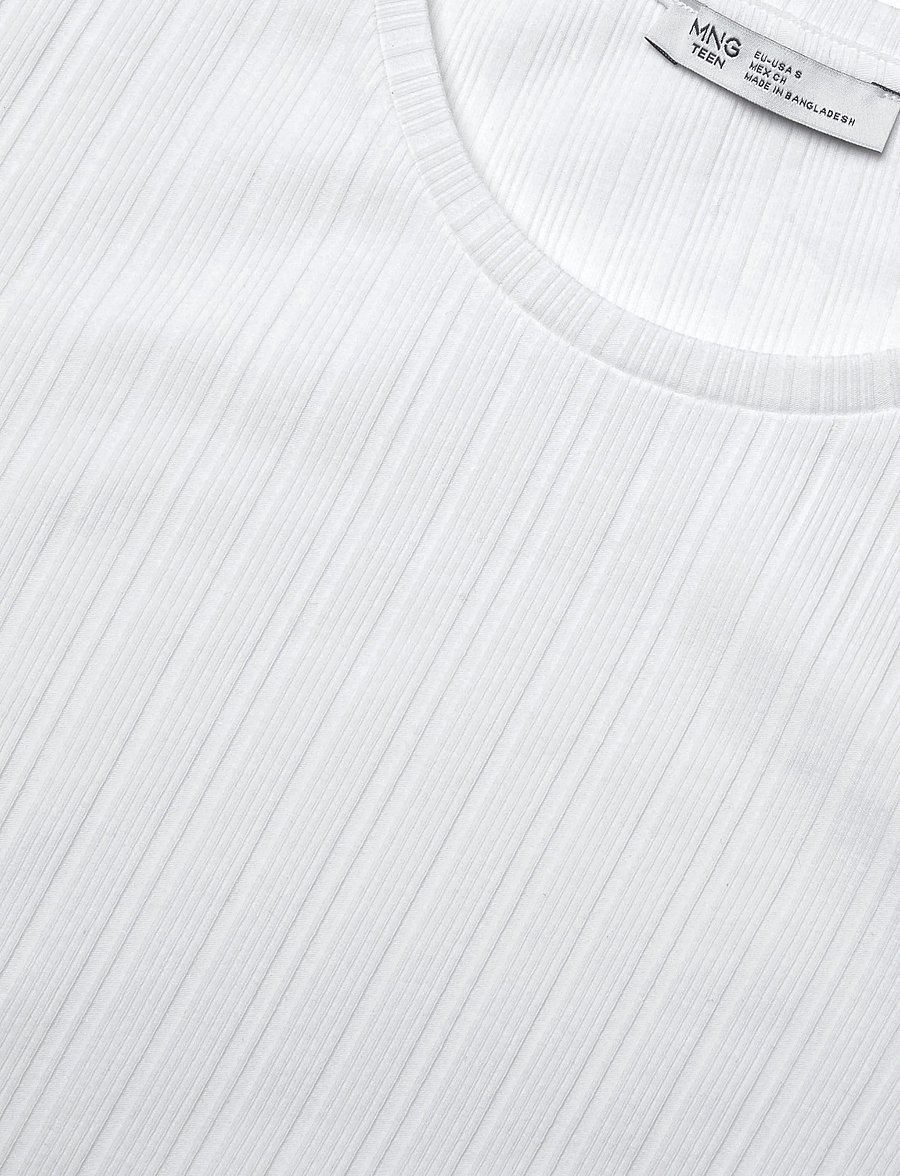 Mango Teen - Ribbed T-shirt with ruched detail - langærmede t-shirts - natural white - 4