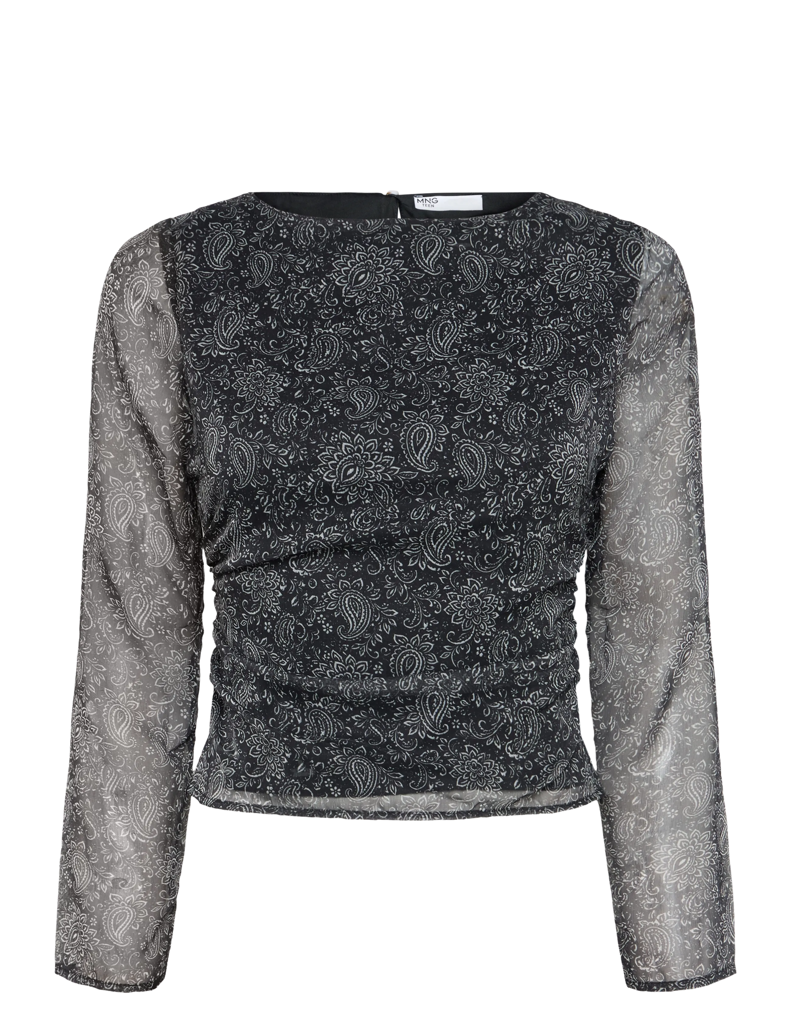 Mango Teen - Paisley boat-neck blouse - bluser & tunikaer - black - 1