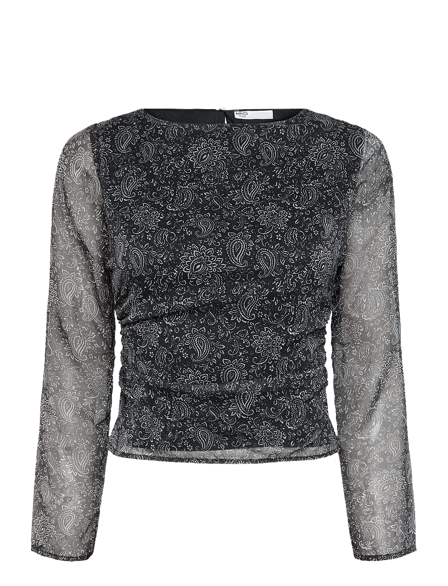 Mango Teen - Paisley boat-neck blouse - bluser & tunikaer - black - 1