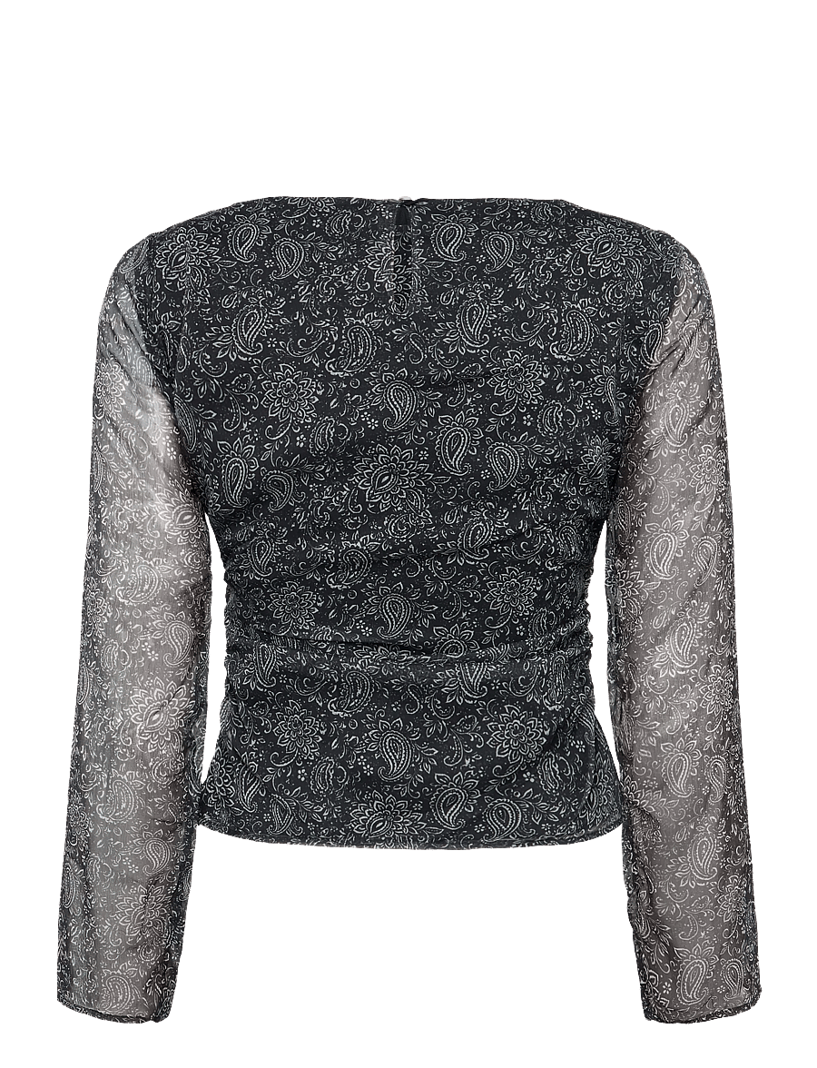 Mango Teen - Paisley boat-neck blouse - bluser & tunikaer - black - 2