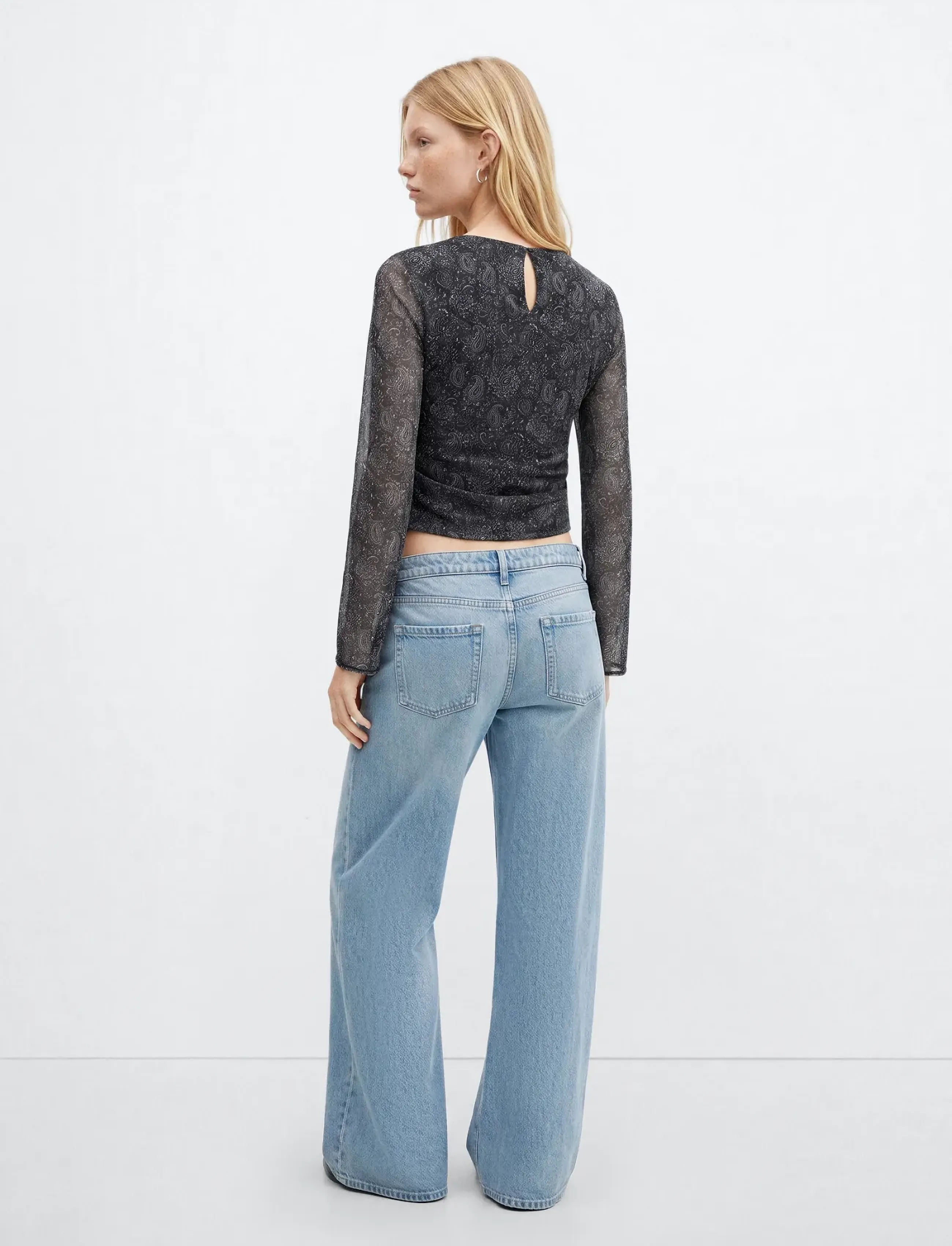 Mango Teen - Paisley boat-neck blouse - bluser & tunikaer - black - 3