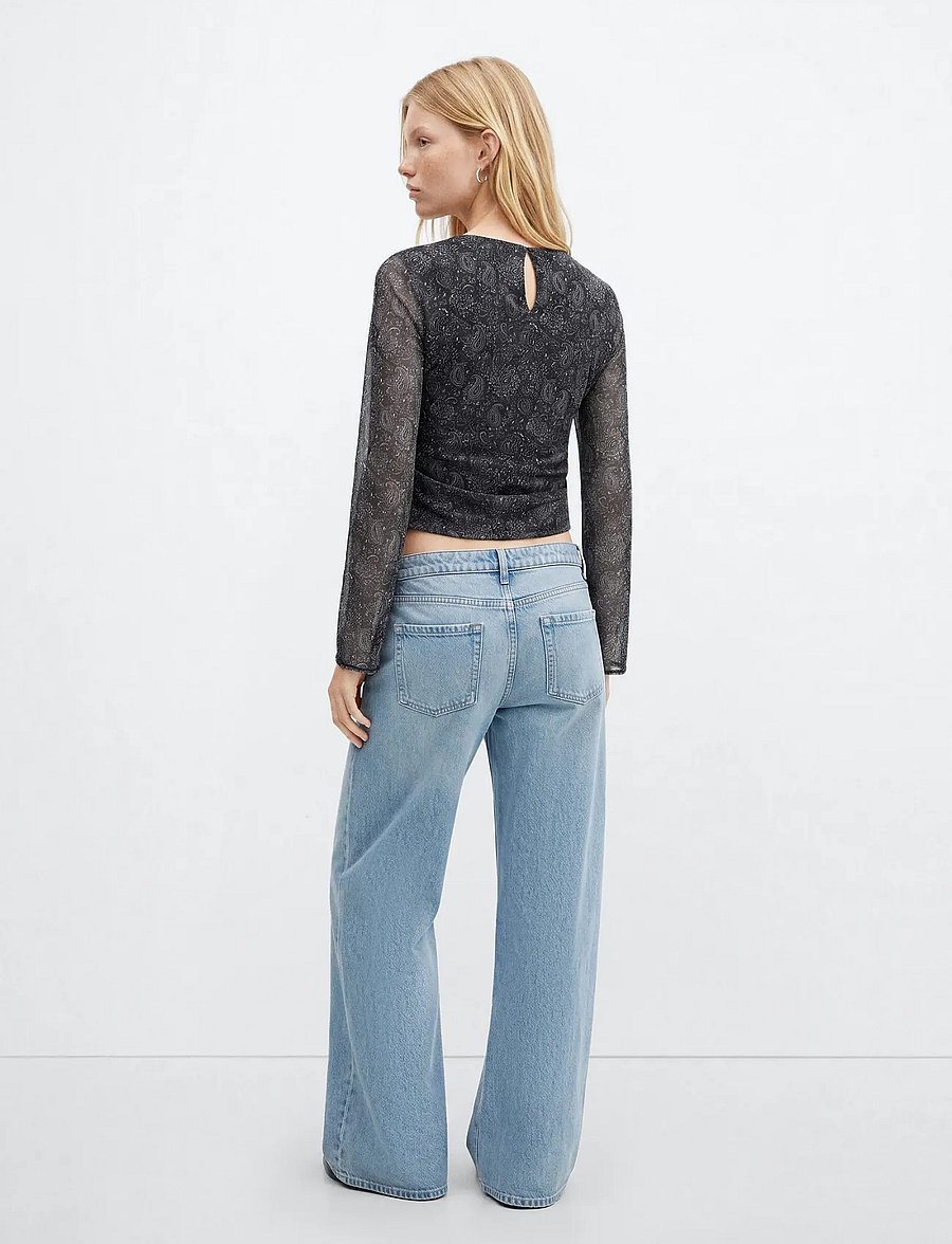 Mango Teen - Paisley boat-neck blouse - bluser & tunikaer - black - 3