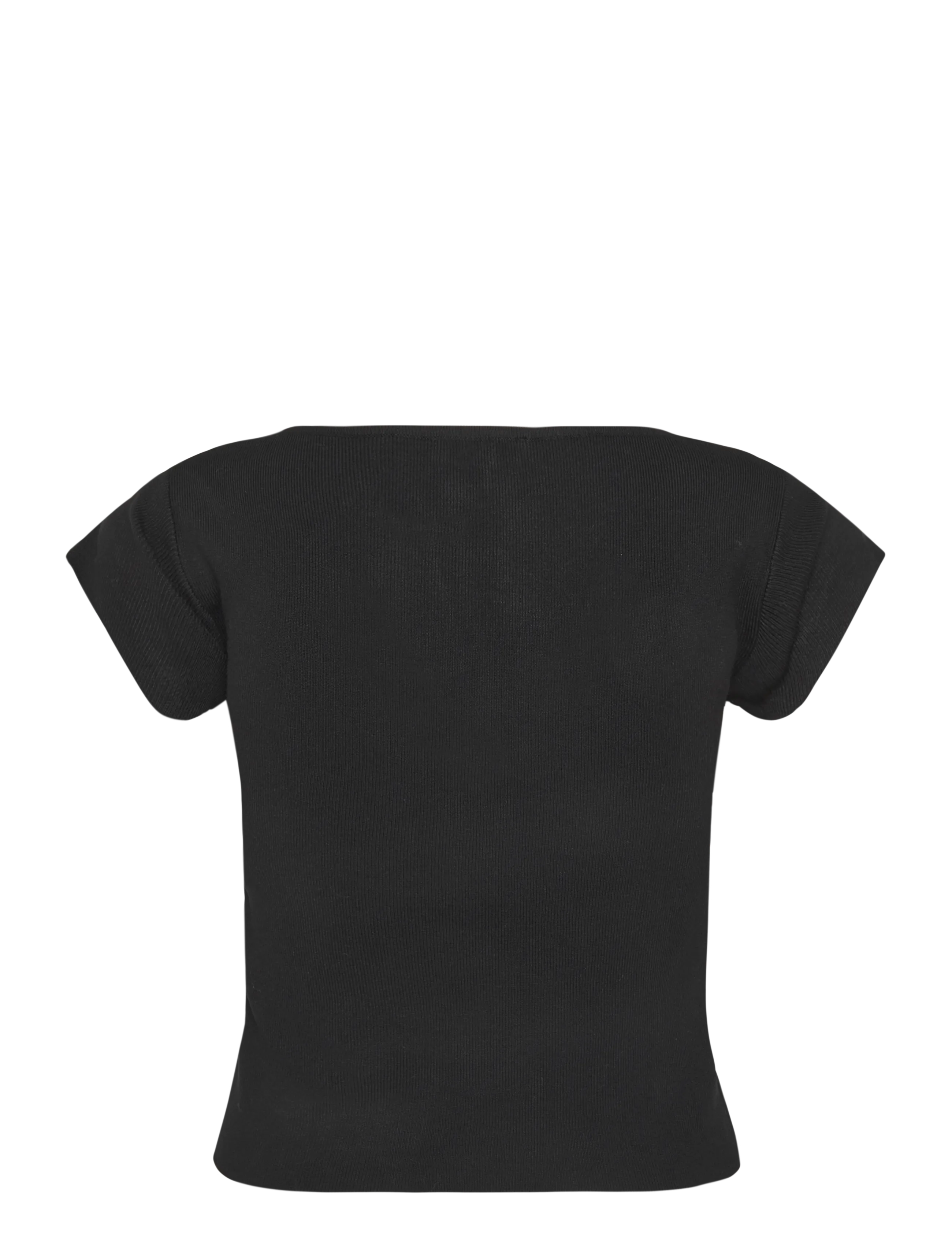 Mango Teen - V-neck knit top - kortærmede t-shirts - black - 2