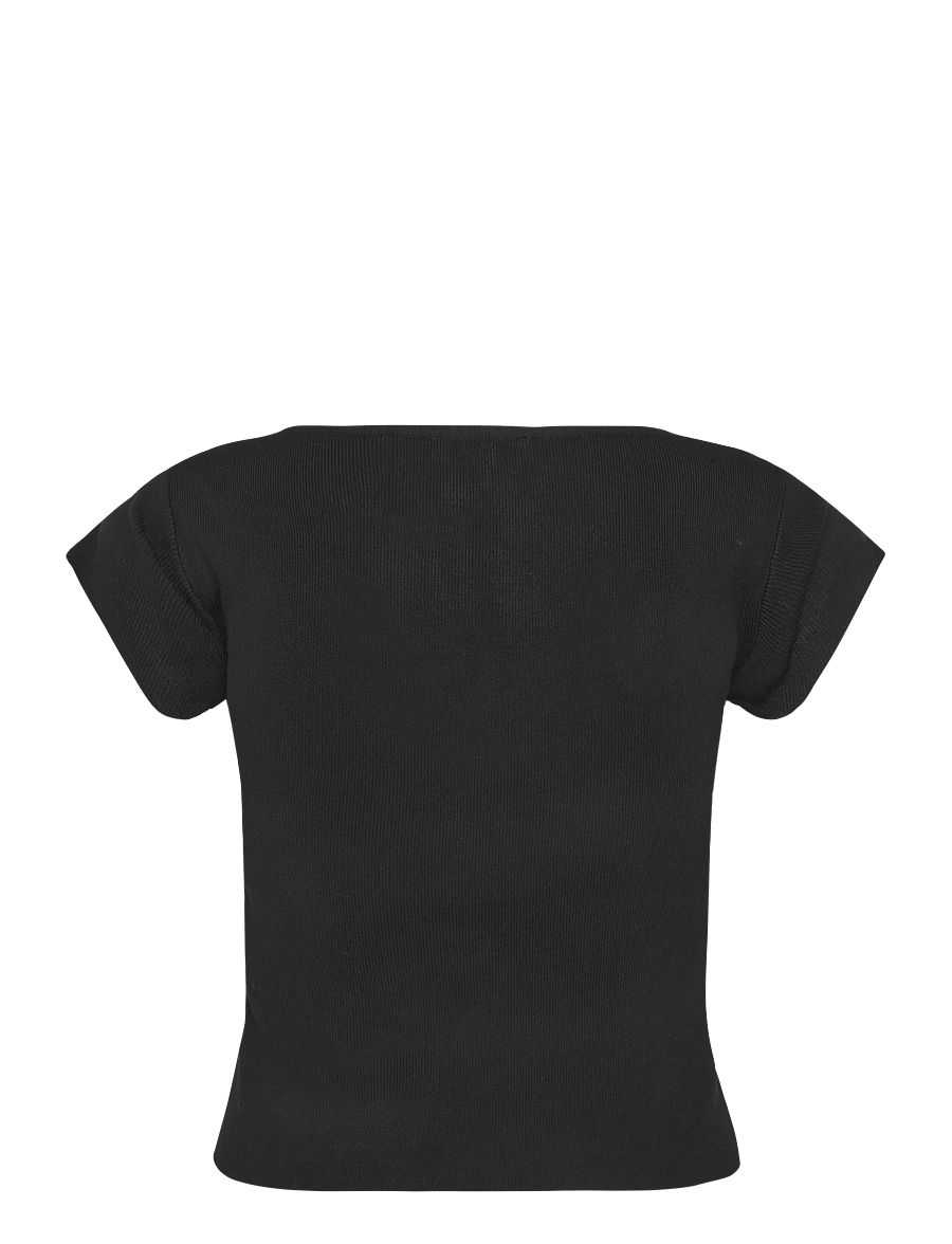 Mango Teen - V-neck knit top - kortærmede t-shirts - black - 2