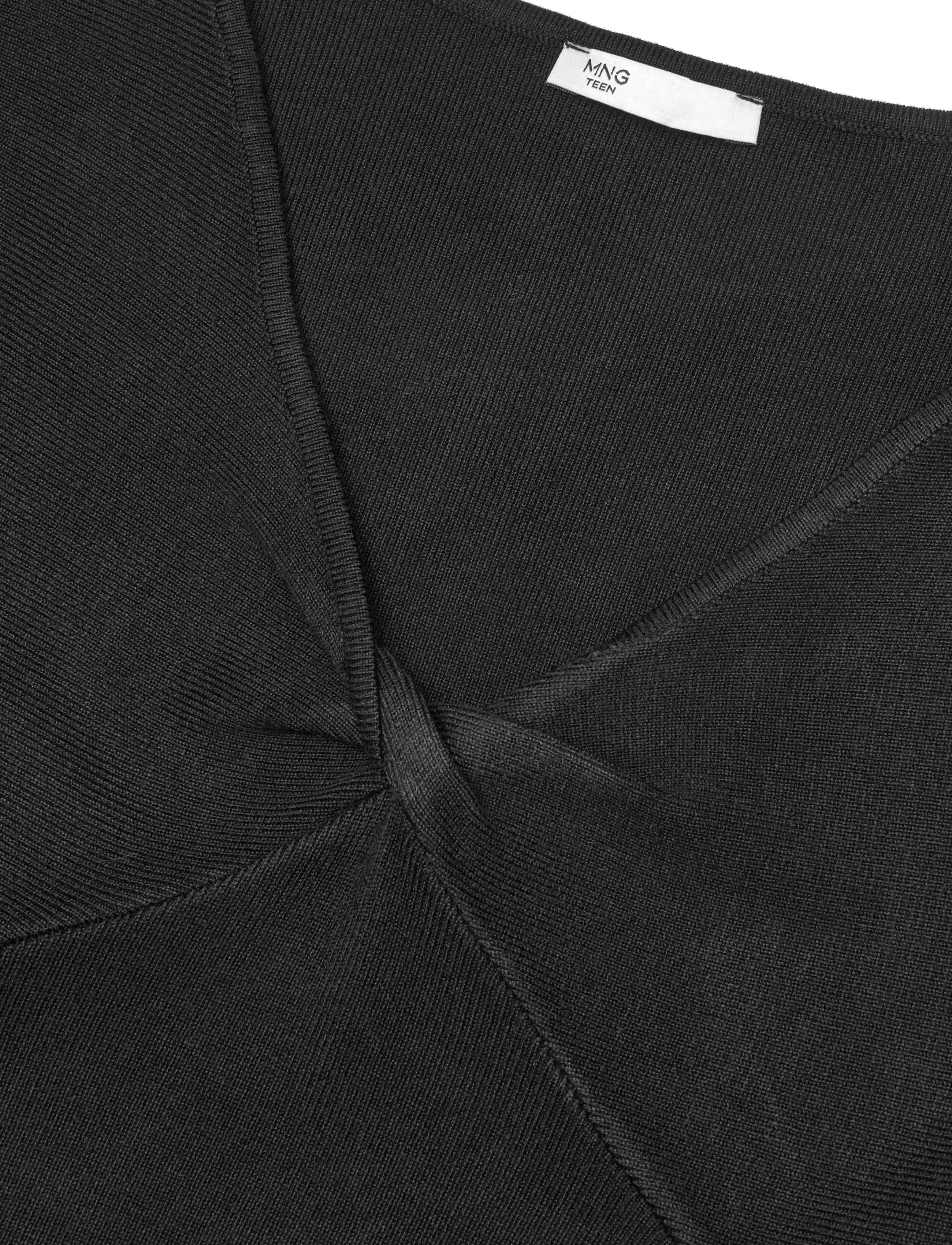 Mango Teen - V-neck knit top - kortærmede t-shirts - black - 4