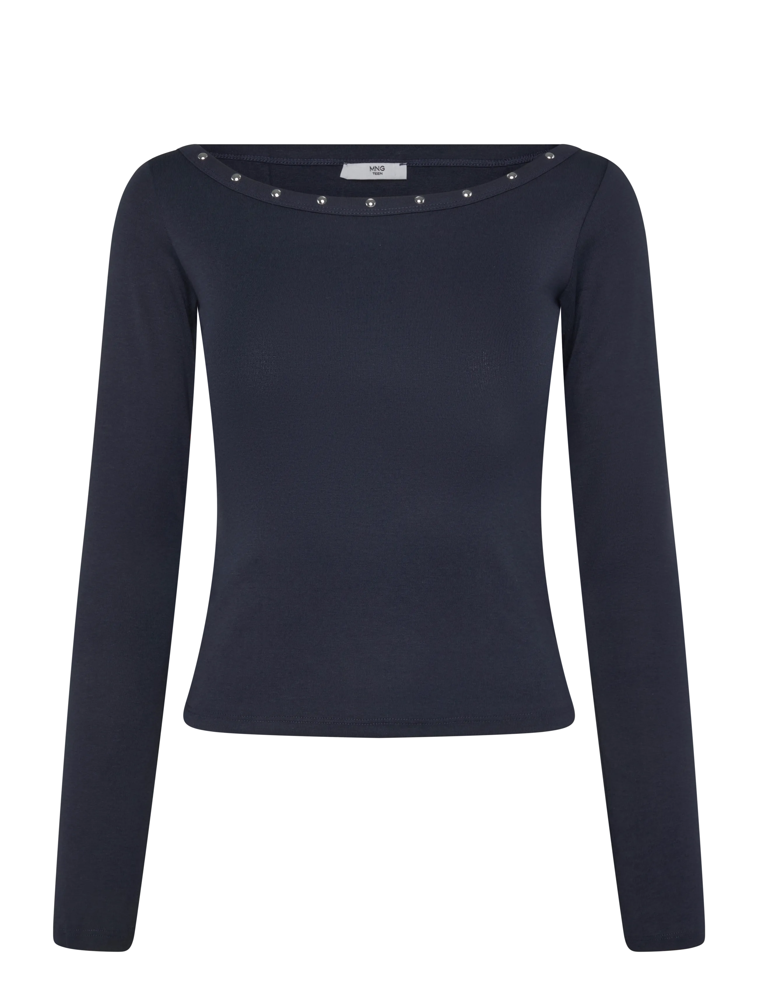 Mango Teen Boat neck studded T-shirt - Langærmede T-shirts - NAVY / navy