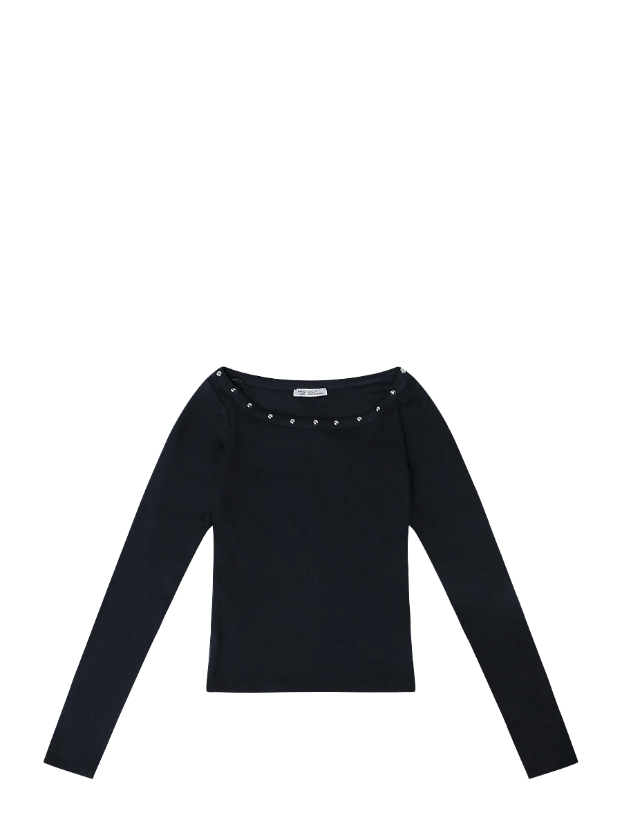 Mango Teen - Boat neck studded T-shirt - langærmede t-shirts - navy - 0