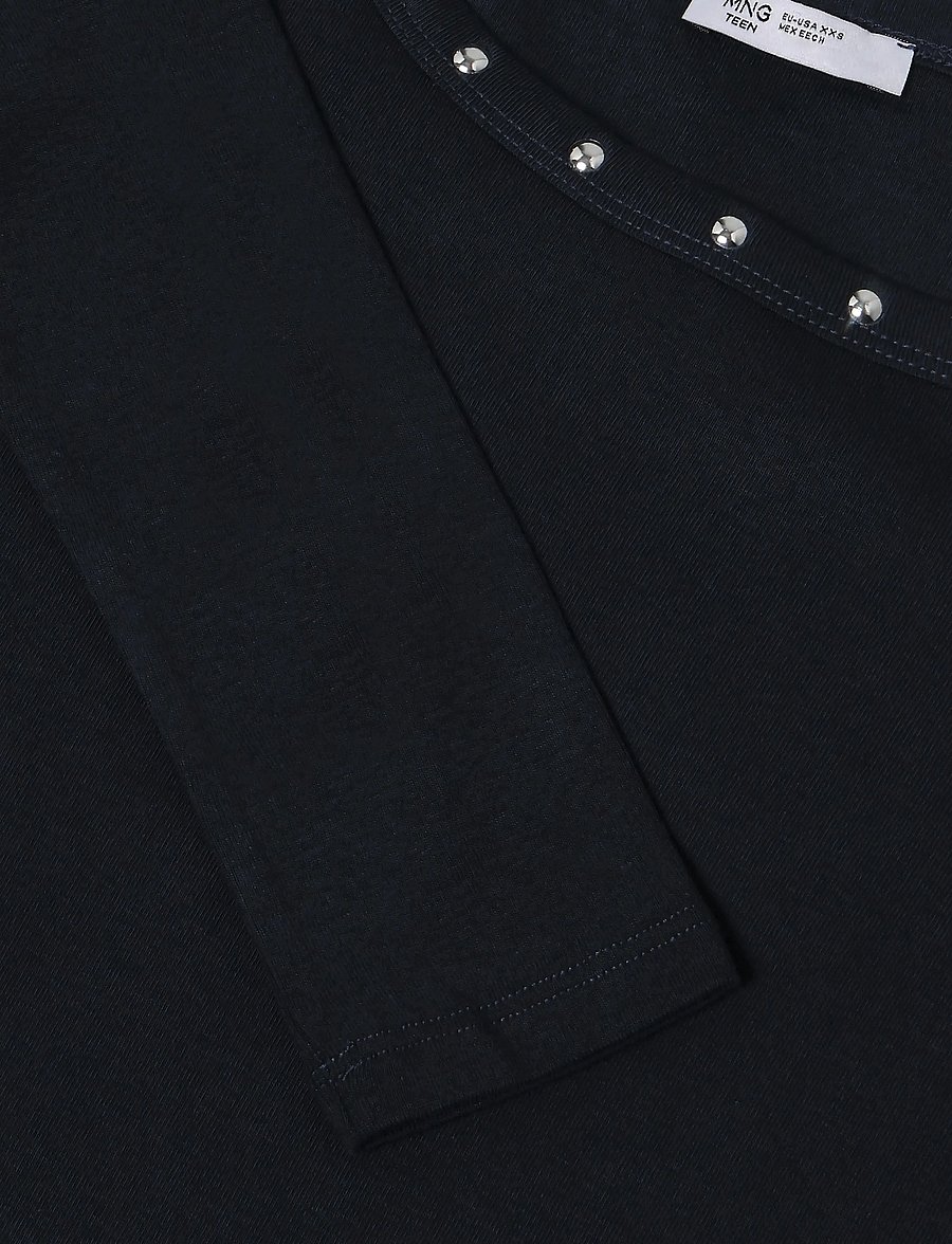 Mango Teen - Boat neck studded T-shirt - langærmede t-shirts - navy - 2