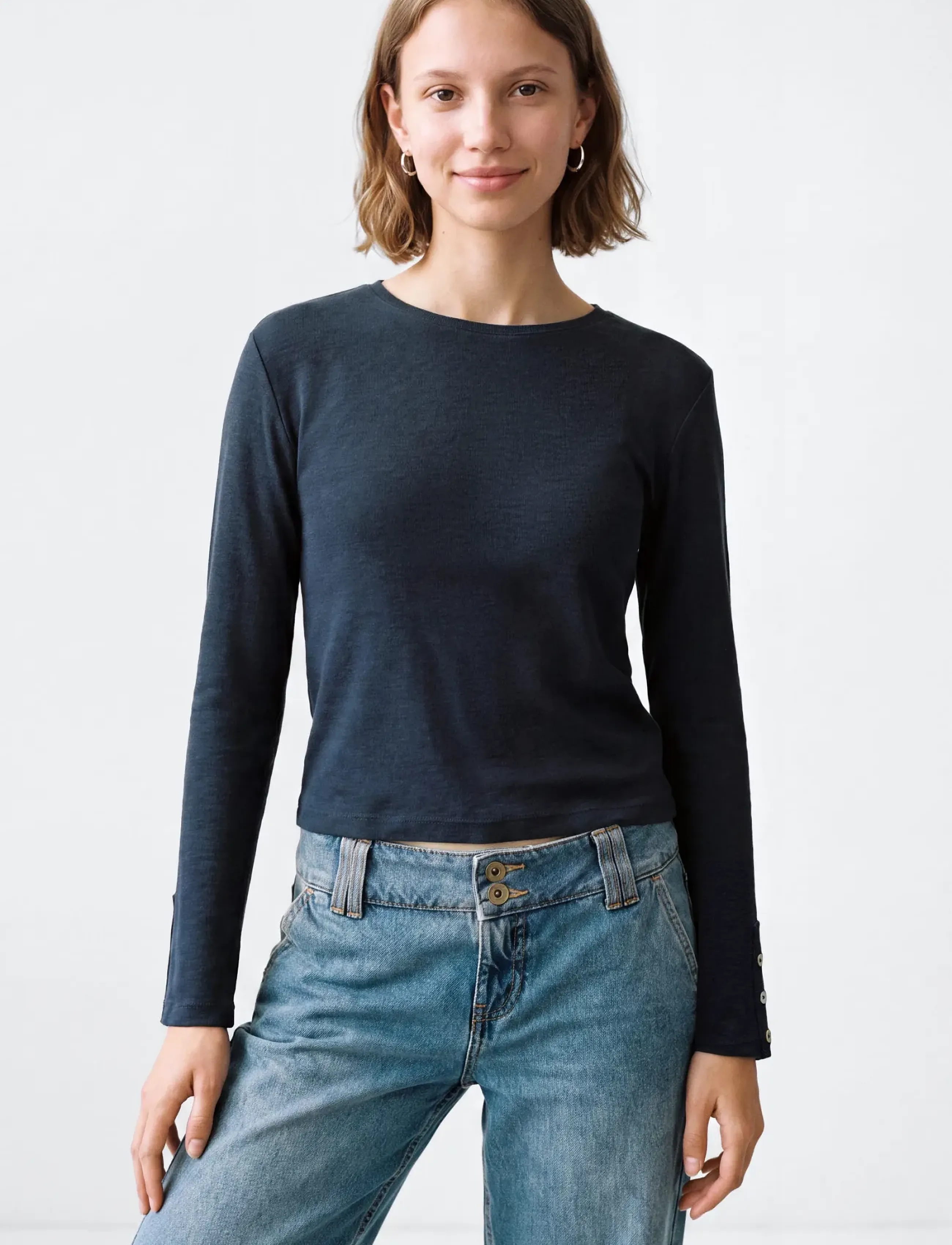 Mango Teen Long-sleeved T-shirt with decorative buttons - Toppe og t-shirts - NAVY / navy