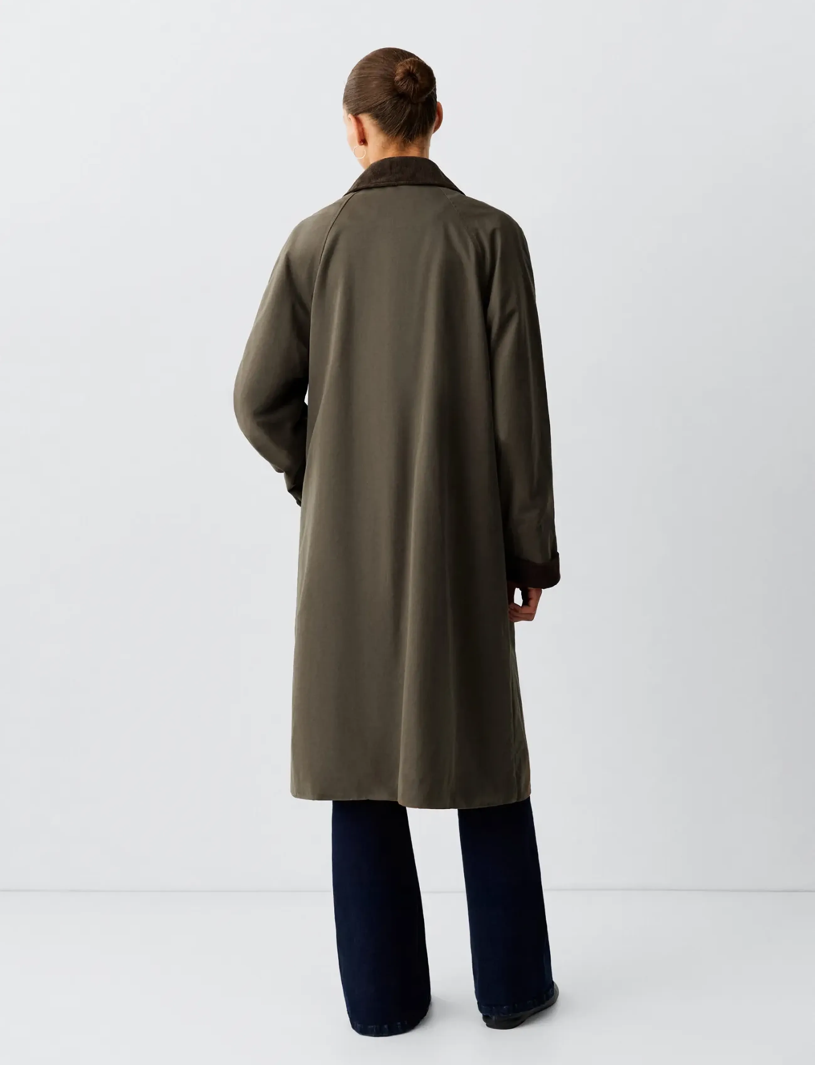 Mango Teen - Long cotton trench coat with corduroy collar - rockar & kappor - dark green - 3