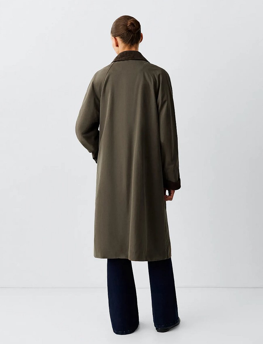 Mango Teen - Long cotton trench coat with corduroy collar - rockar & kappor - dark green - 3