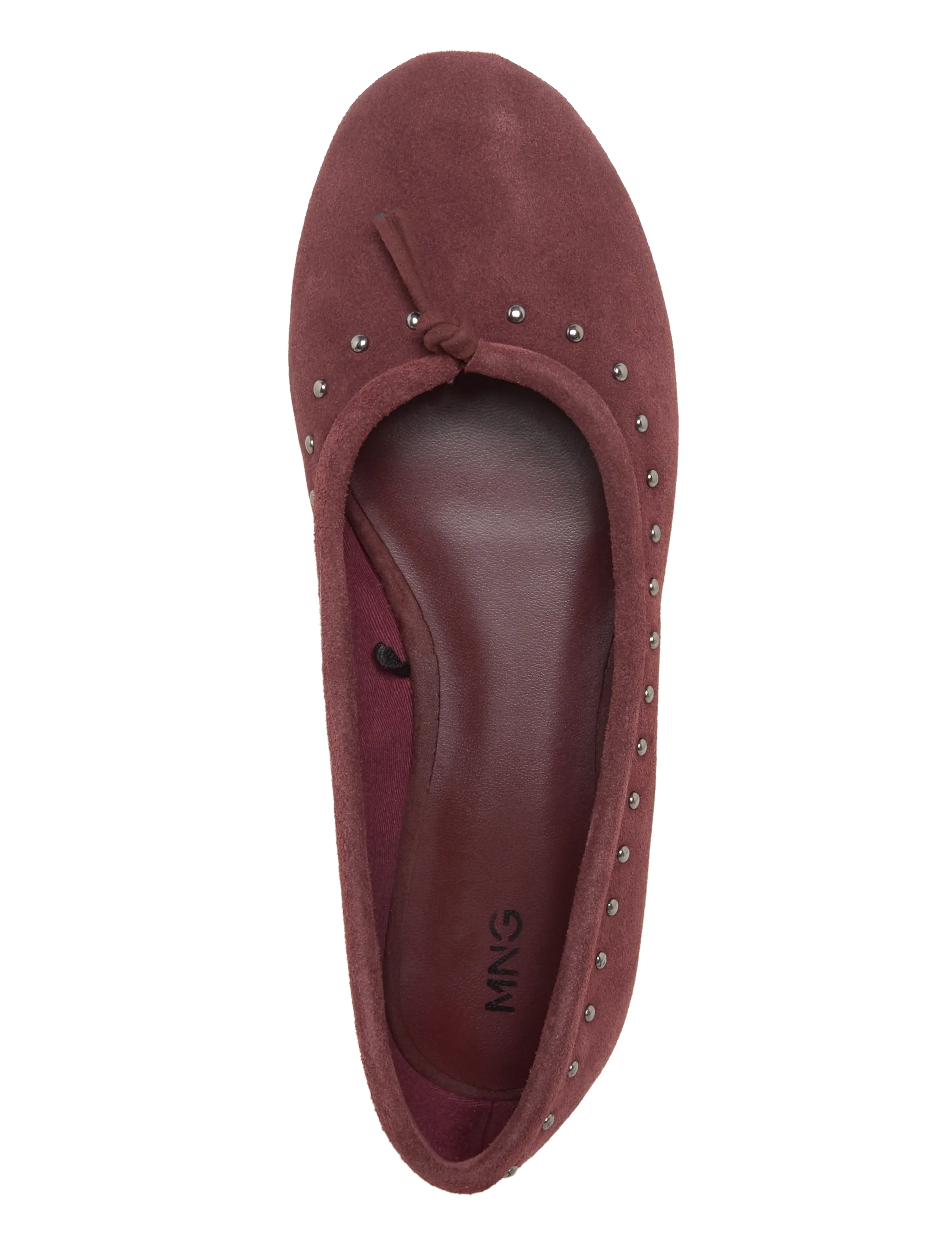 Mango Teen - Leather studded bow ballerina - ballerinaer & slip ons - dark red - 3