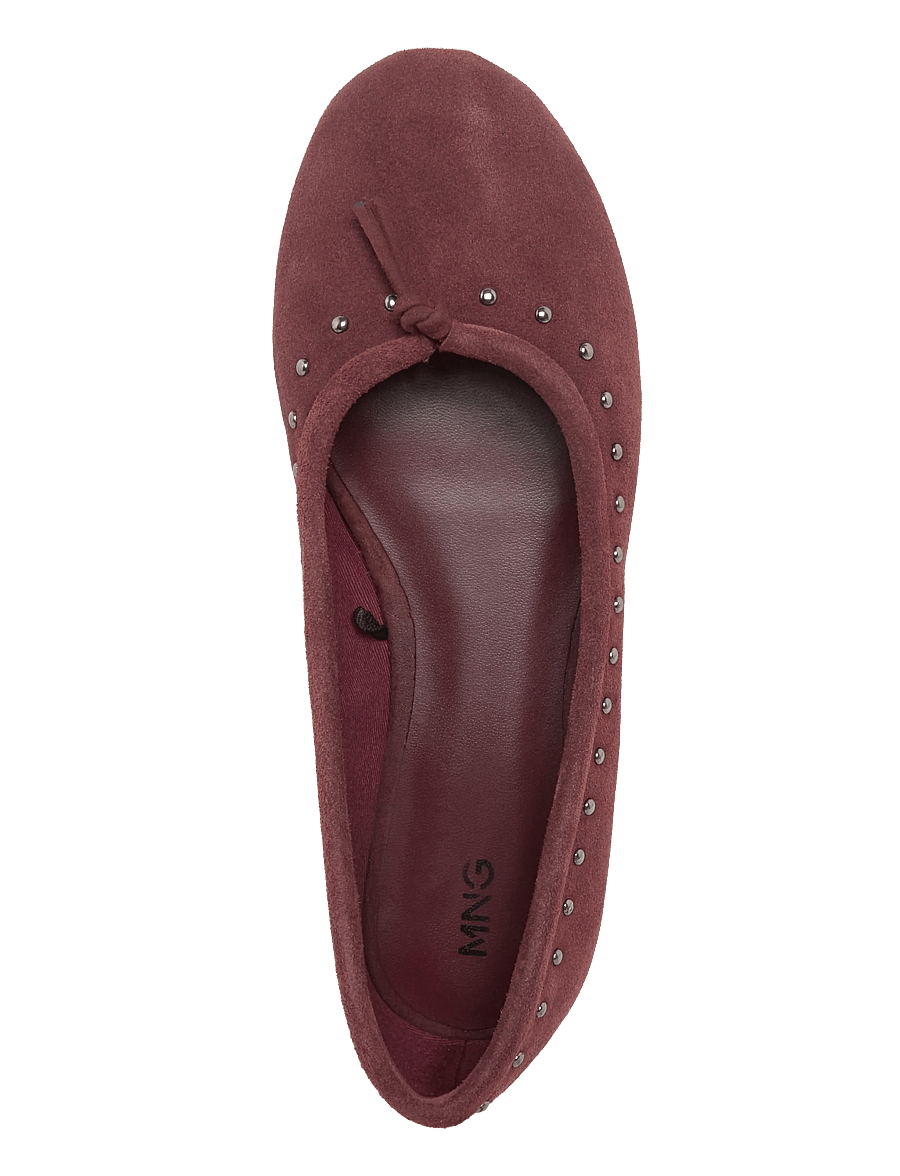 Mango Teen - Leather studded bow ballerina - ballerinaer & slip ons - dark red - 3