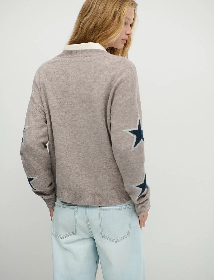Mango Teen - Star-detail jersey - stickade tröjor - lt pastel brown - 3
