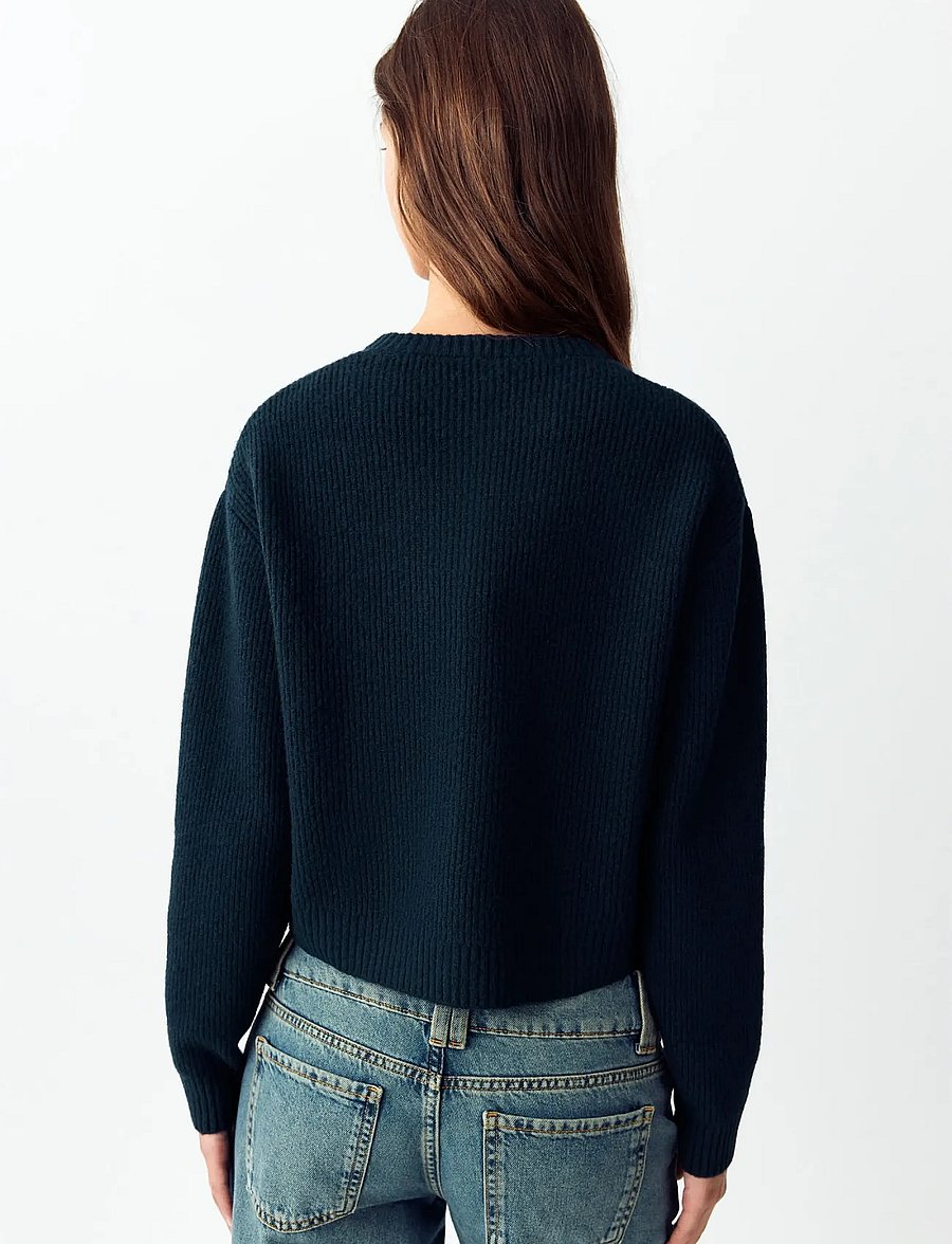 Mango Teen - Ribbed buttoned cardigan - koftor - navy - 3