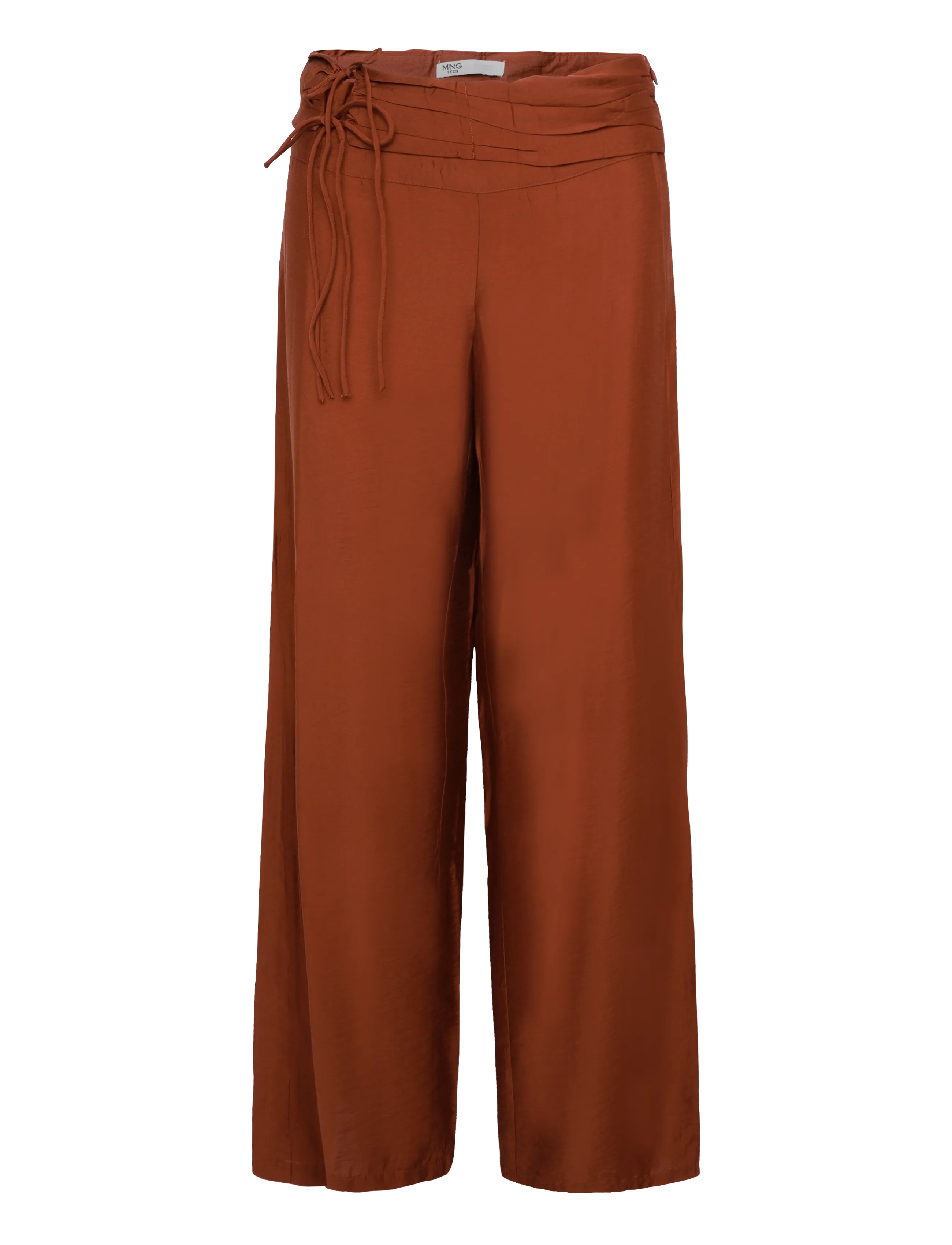 Mango Teen Straight trousers with tie details - Bukser - MEDIUM ORANGE / orange