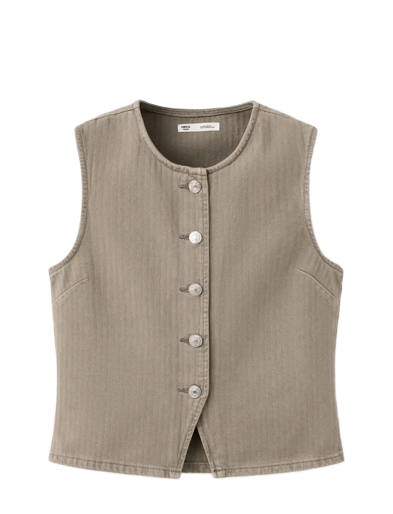 Mango Teen Striped denim gilet - Mango Teen - BEIGE - KHAKI / khaki/green