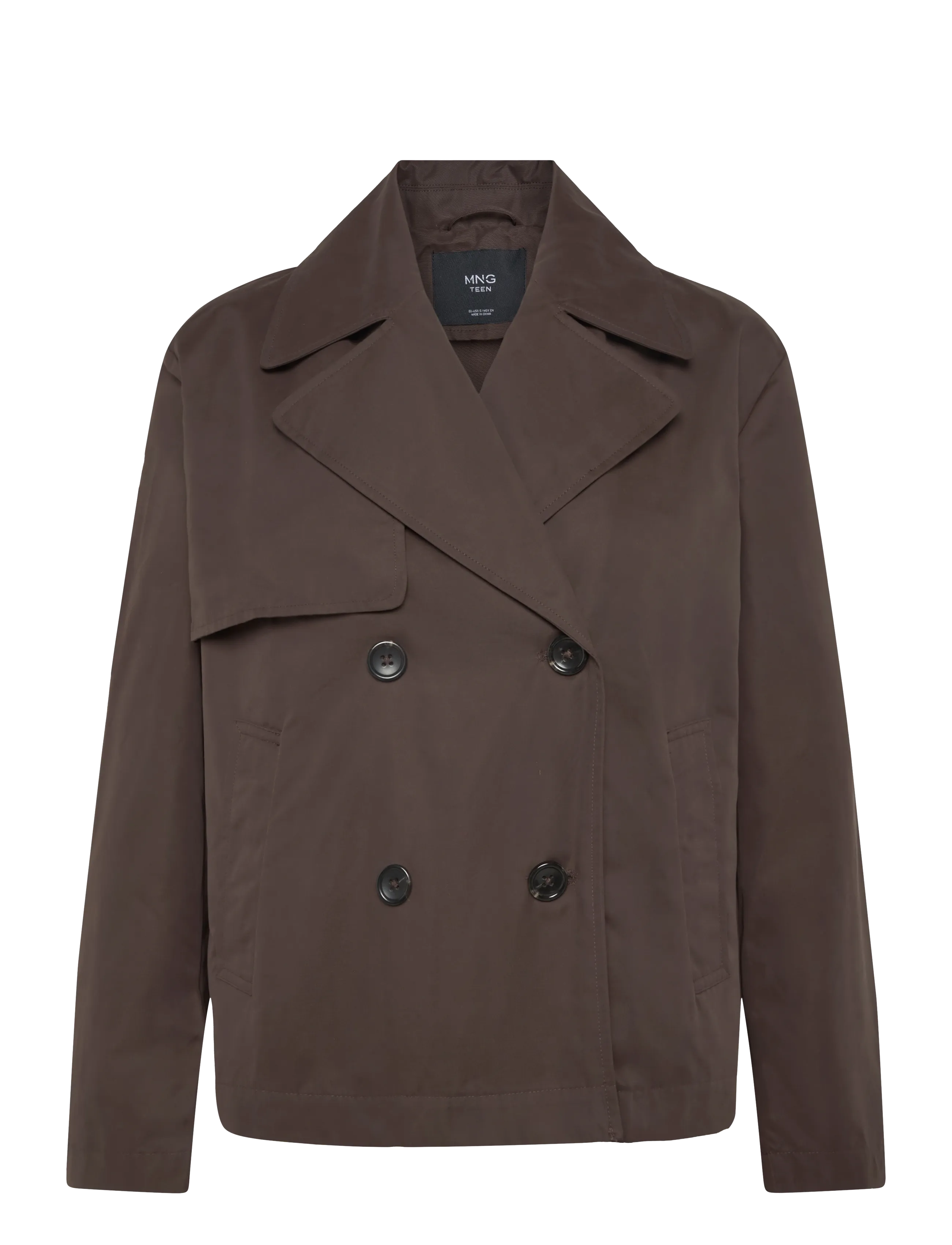 Mango Teen Double-breasted trench coat with notch lapel - Jackor - DARK BROWN / brown