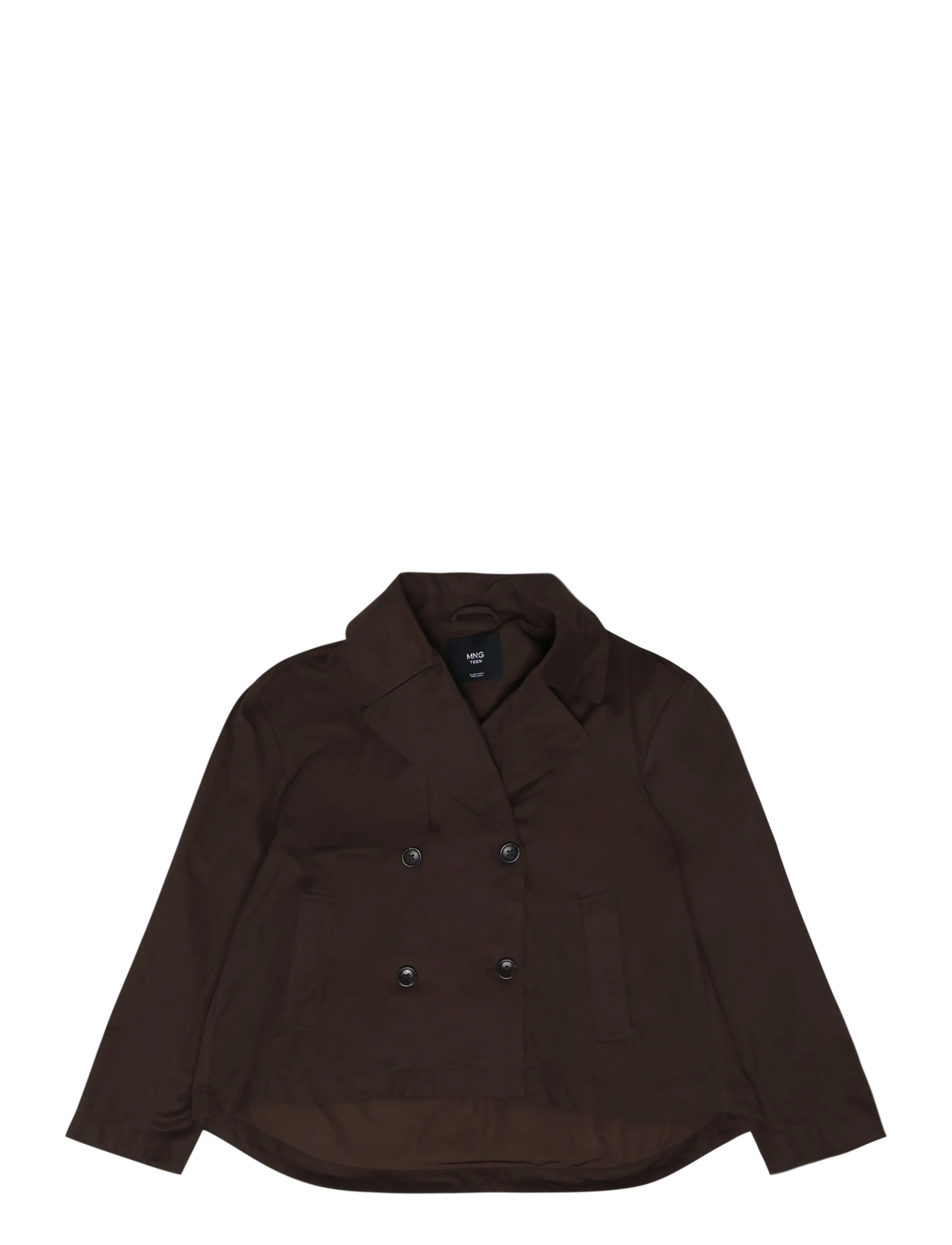 Mango Teen Double-breasted trench coat with notch lapel - Overtøj - DARK BROWN / brown