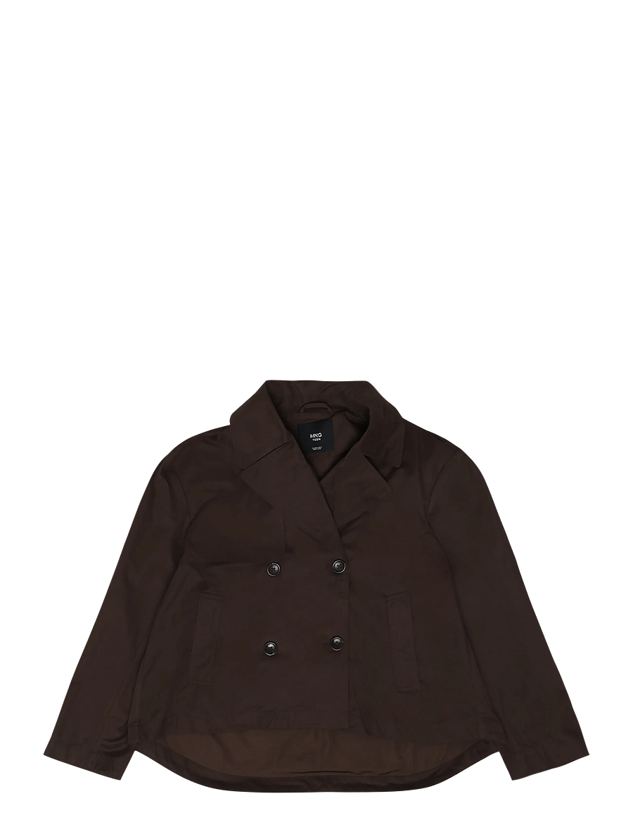 Mango Teen - Double-breasted trench coat with notch lapel - frakker - dark brown - 0