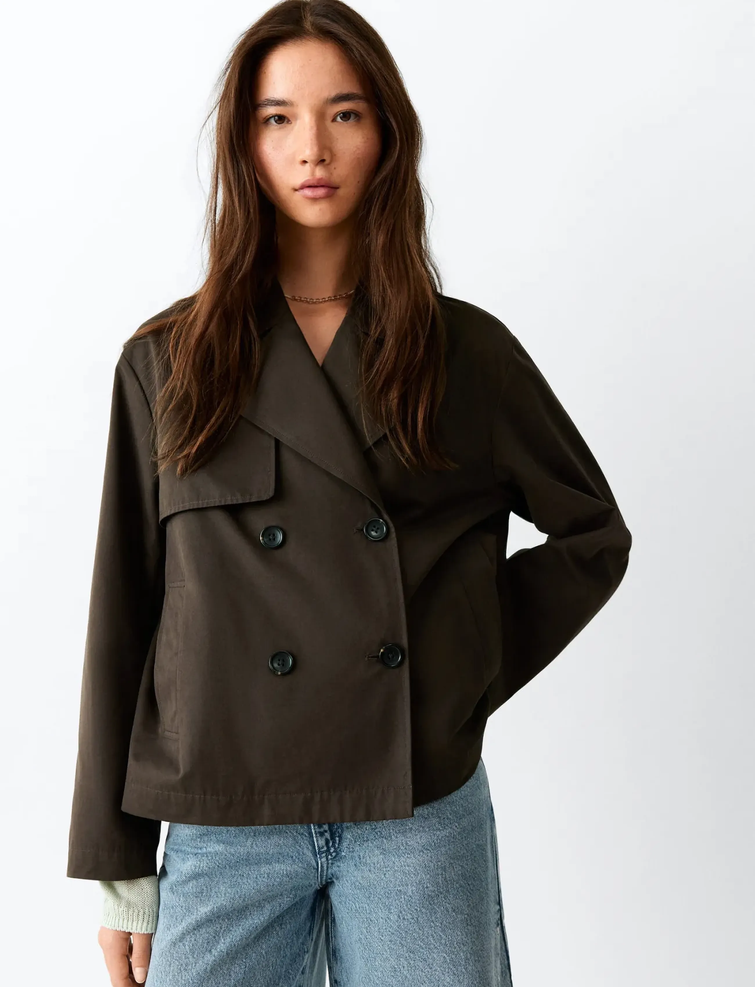 Mango Teen - Double-breasted trench coat with notch lapel - rockar & kappor - dark brown - 0