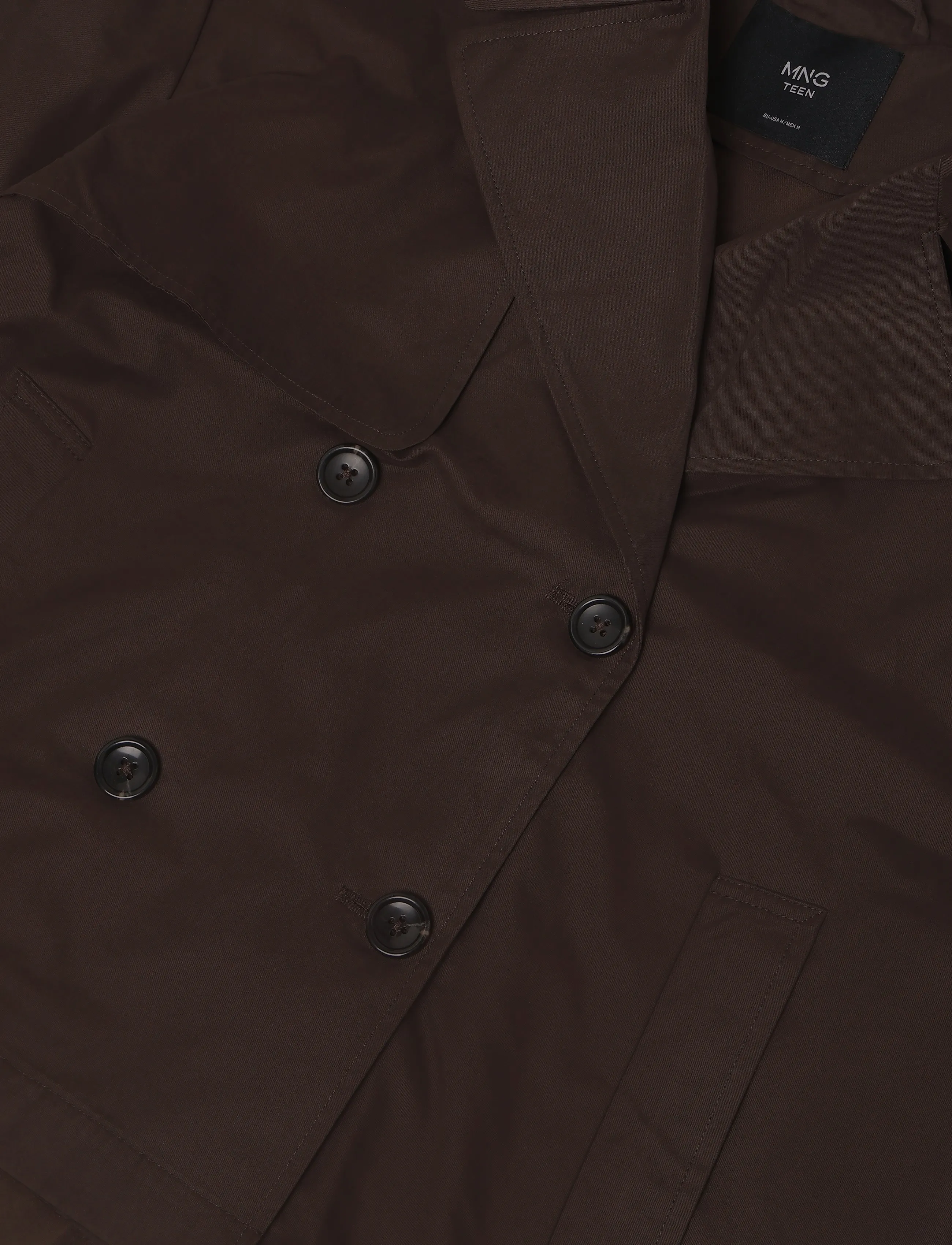 Mango Teen - Double-breasted trench coat with notch lapel - frakker - dark brown - 2