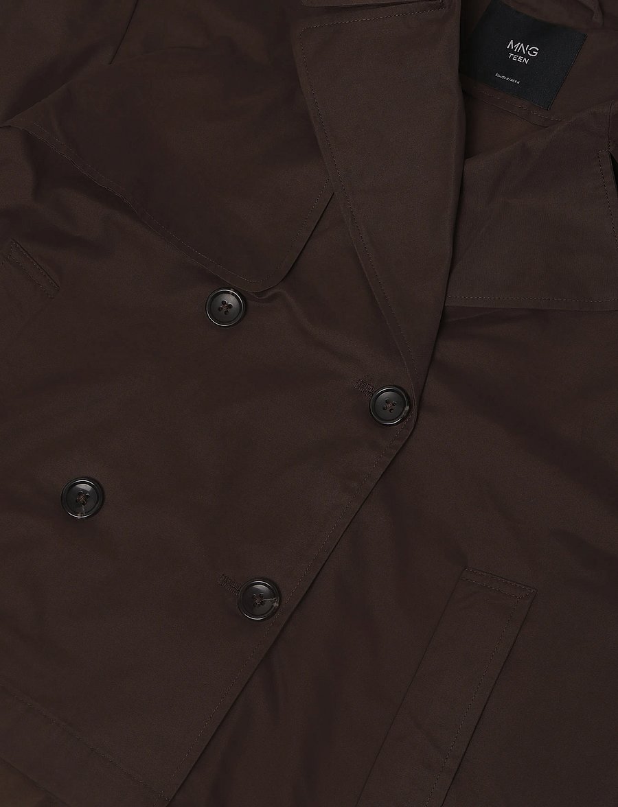 Mango Teen - Double-breasted trench coat with notch lapel - frakker - dark brown - 2