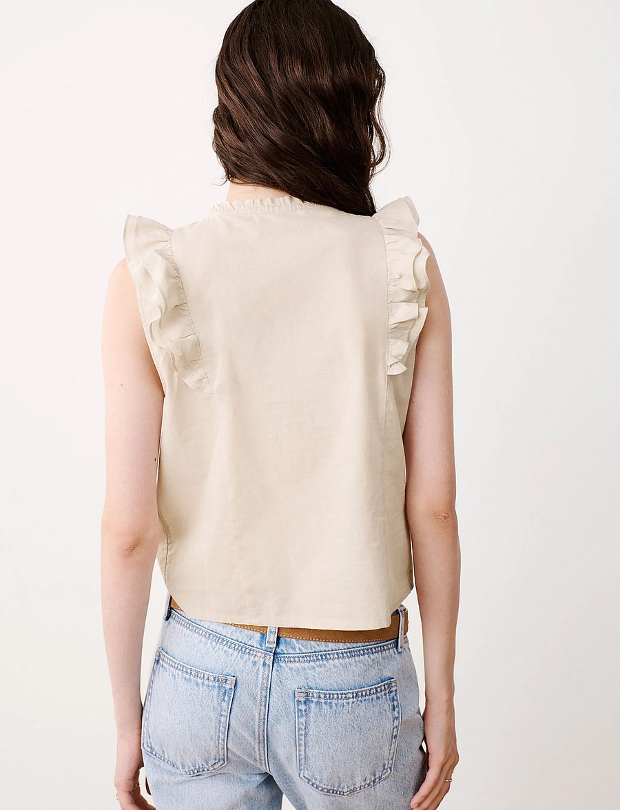 Mango Teen - Cotton blouse with ruffle detail - bluser & tunikaer - medium brown - 2