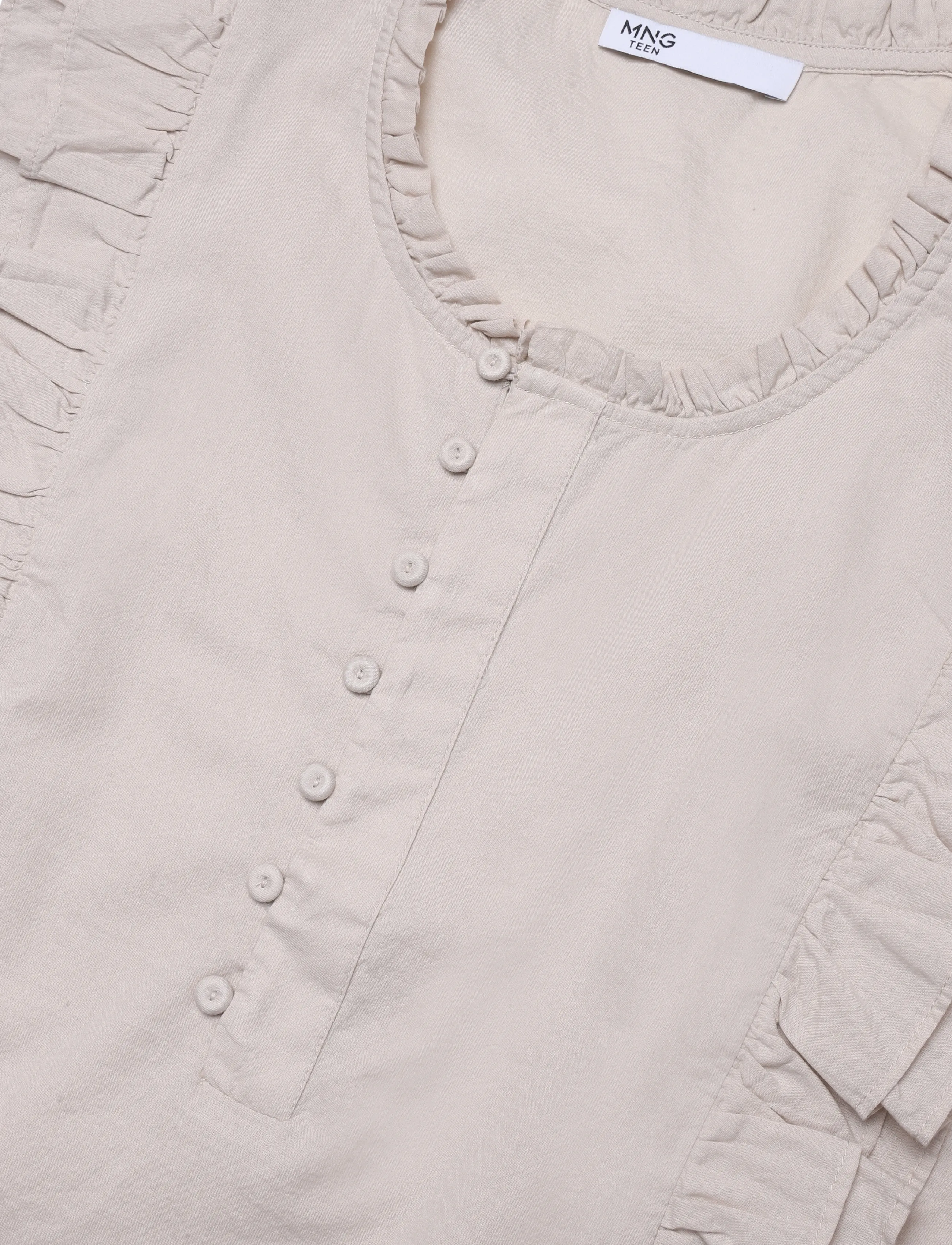 Mango Teen - Cotton blouse with ruffle detail - bluser & tunikaer - medium brown - 4