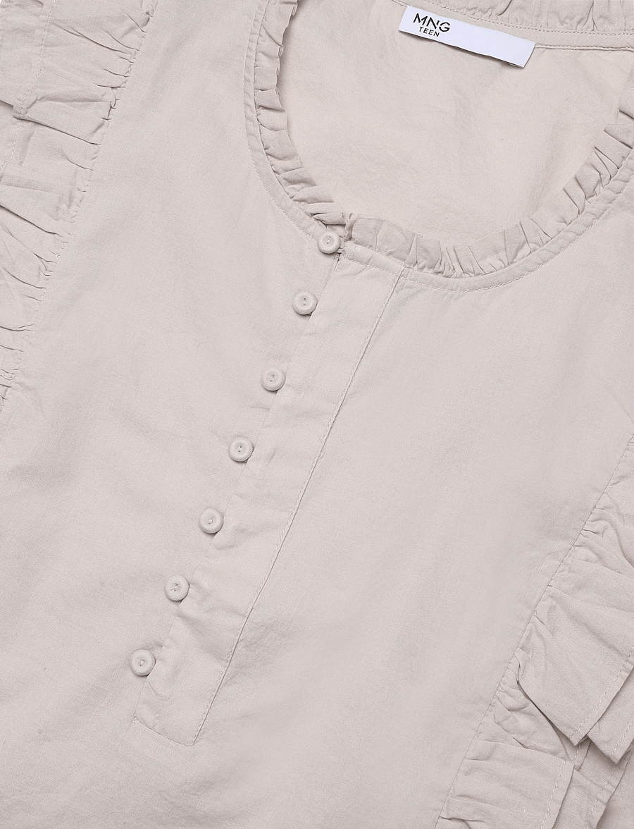 Mango Teen - Cotton blouse with ruffle detail - bluser & tunikaer - medium brown - 4