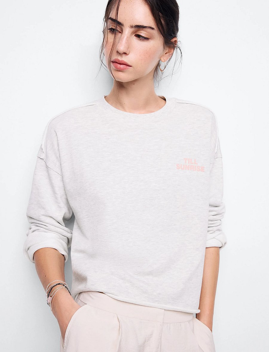 Mango Teen - Sweatshirt with printed text - sweatshirts - lt pastel grey - 0