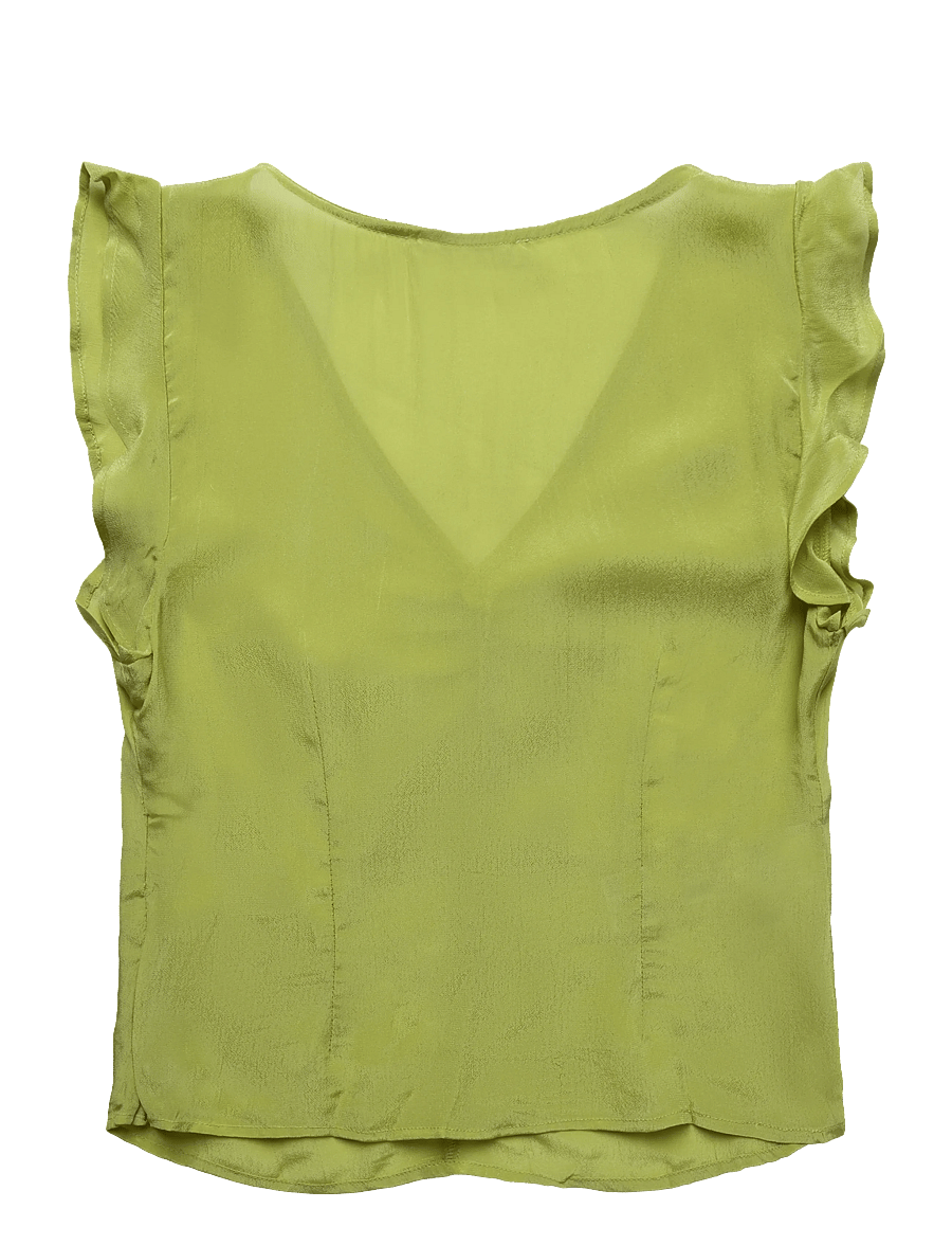 Mango Teen - Satin V-neck blouse - blusar & tunikor - bright yellow - 2