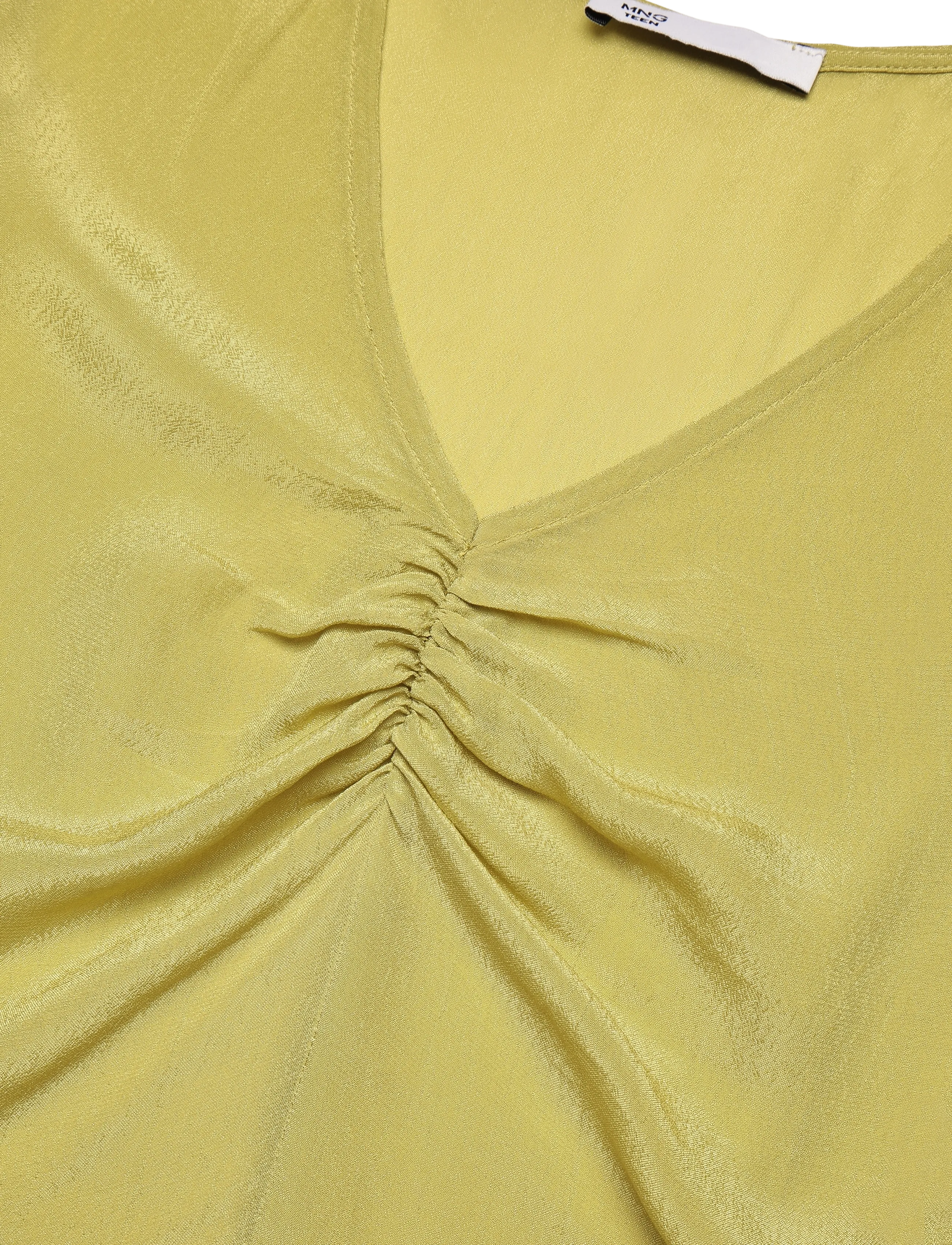 Mango Teen - Satin V-neck blouse - bluser & tunikaer - bright yellow - 4