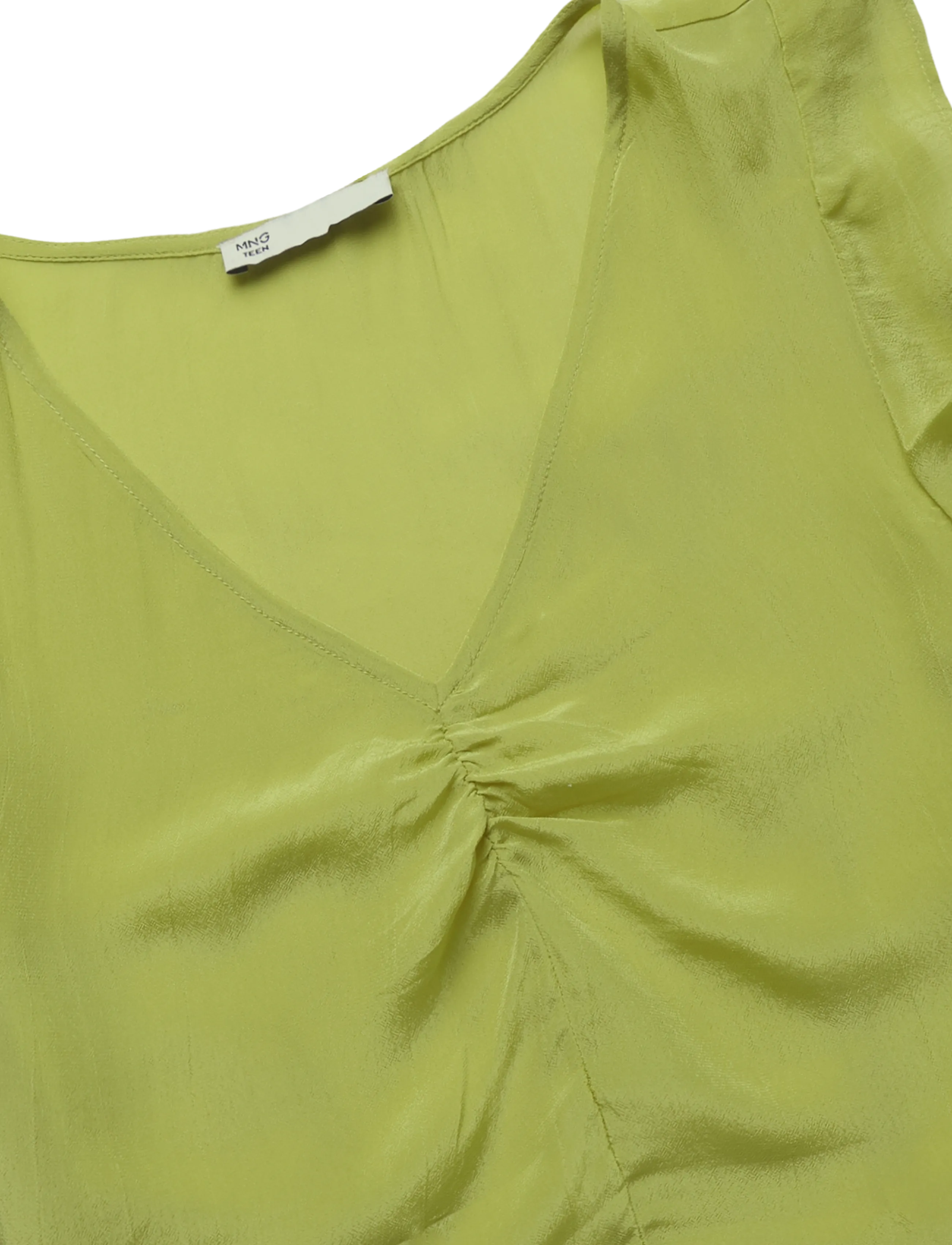 Mango Teen - Satin V-neck blouse - blusar & tunikor - bright yellow - 4