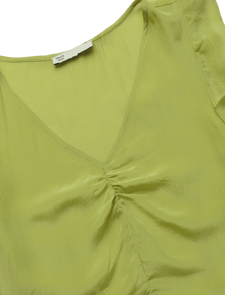 Mango Teen - Satin V-neck blouse - blusar & tunikor - bright yellow - 4