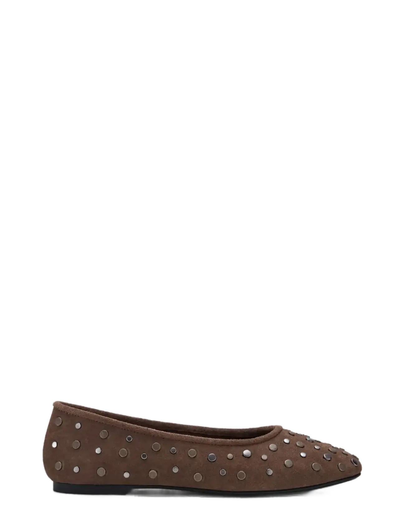 Mango Teen Studded leather ballet flats - Skor - LT PASTEL BROWN / brown