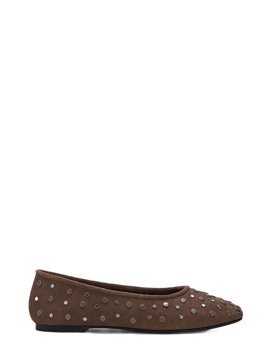 Mango Teen - Studded leather ballet flats - ballerinaskor & slip-ons - lt pastel brown - 0