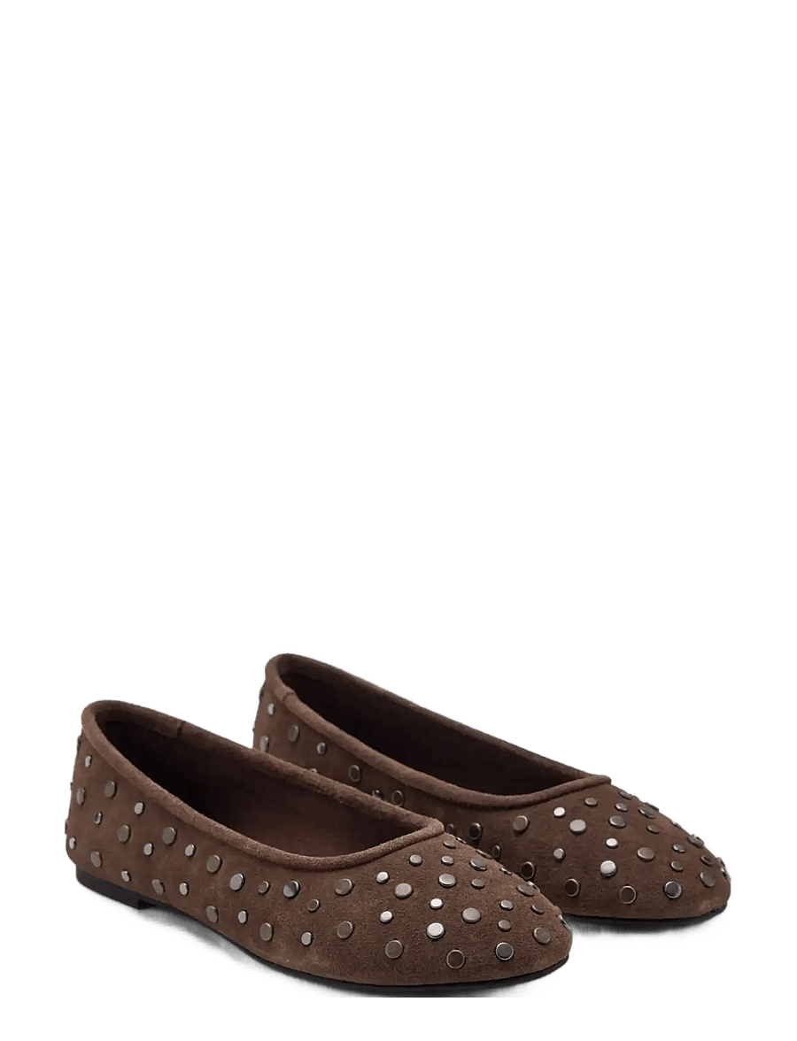 Mango Teen - Studded leather ballet flats - ballerinaskor & slip-ons - lt pastel brown - 1