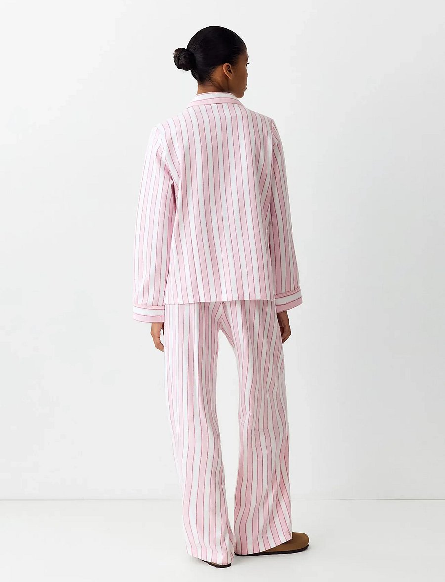 Mango Teen - Striped cotton pyjamas with contrast piping - pyjamassæt - pink - 4