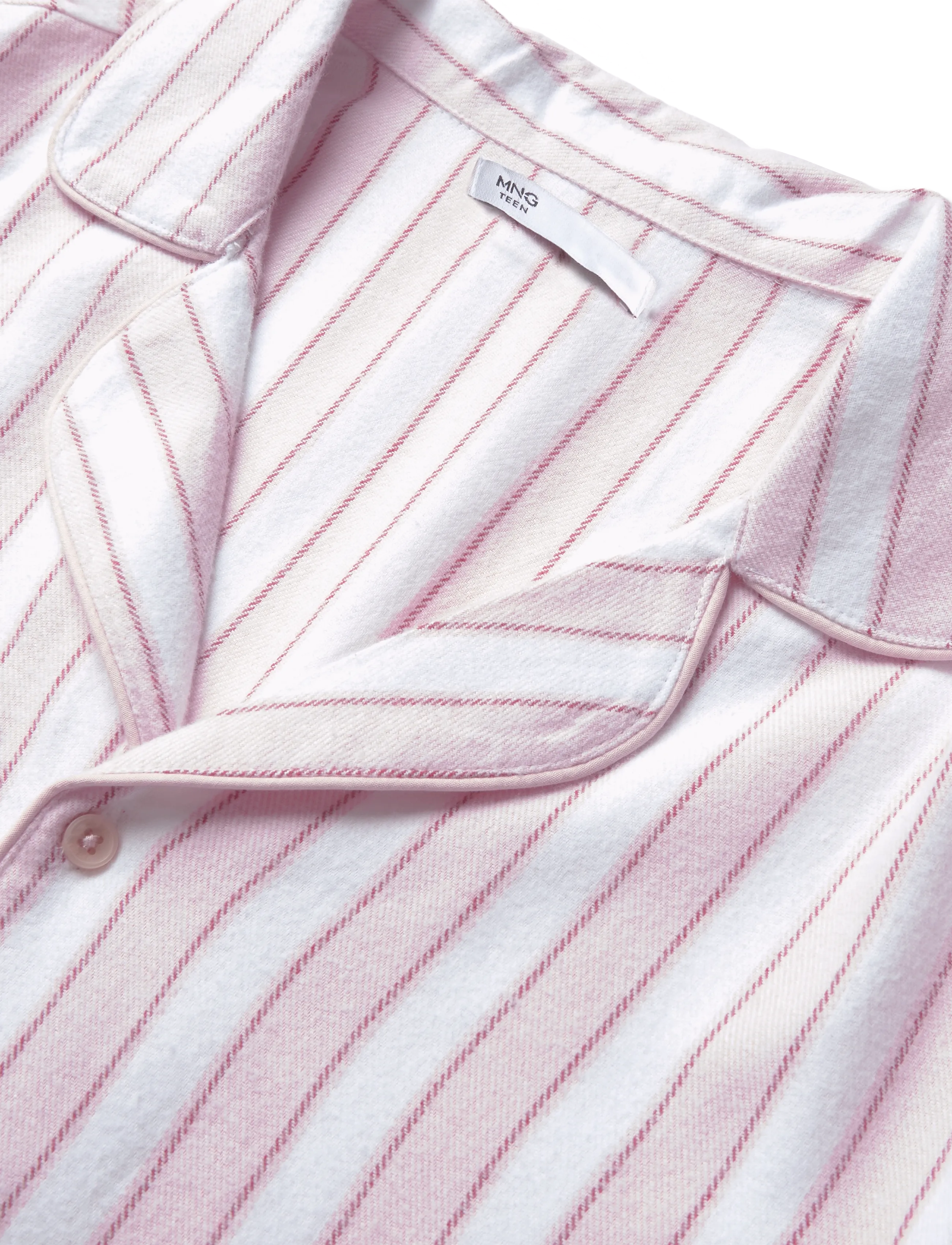Mango Teen - Striped cotton pyjamas with contrast piping - pyjamassæt - pink - 5
