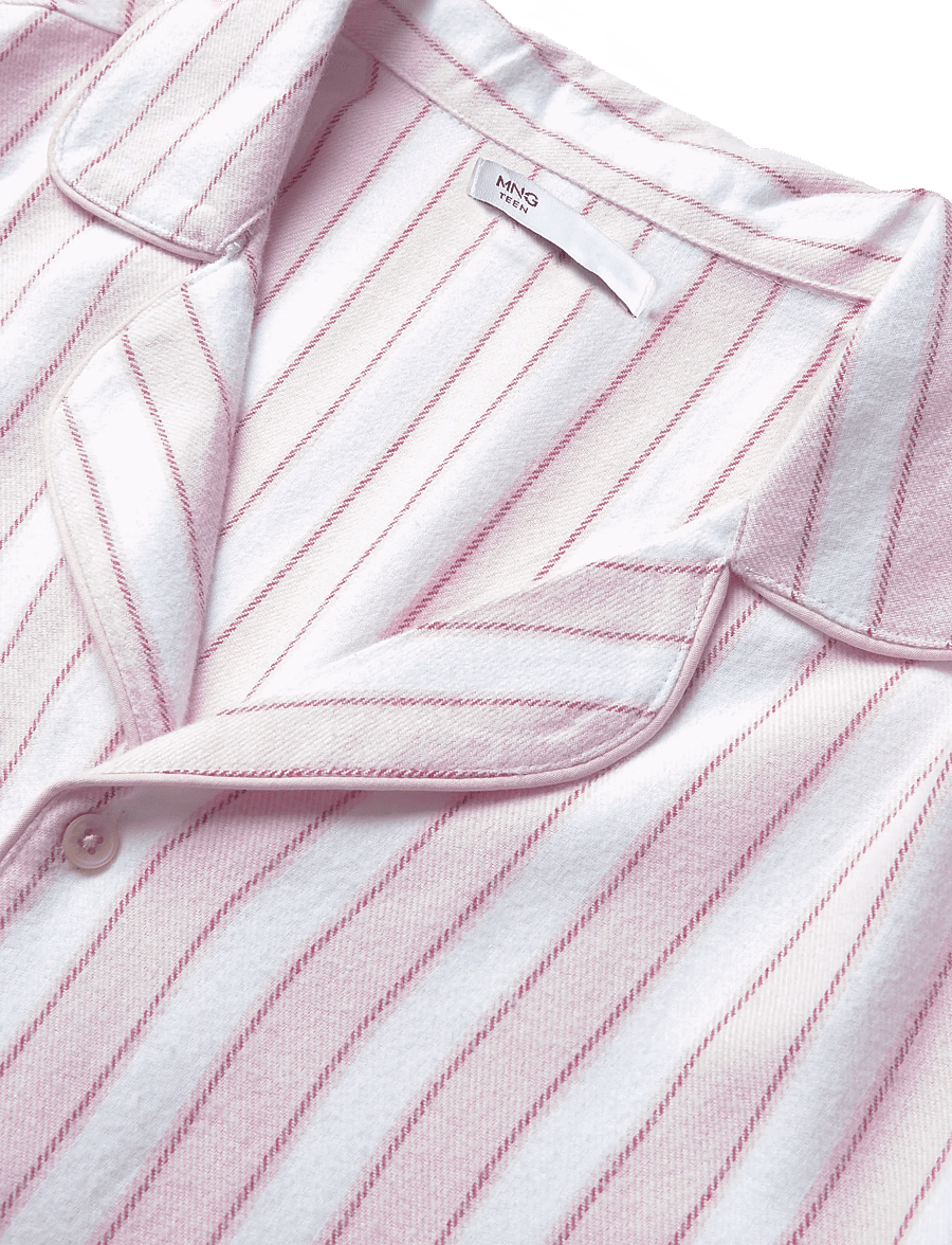 Mango Teen - Striped cotton pyjamas with contrast piping - pyjamassæt - pink - 5