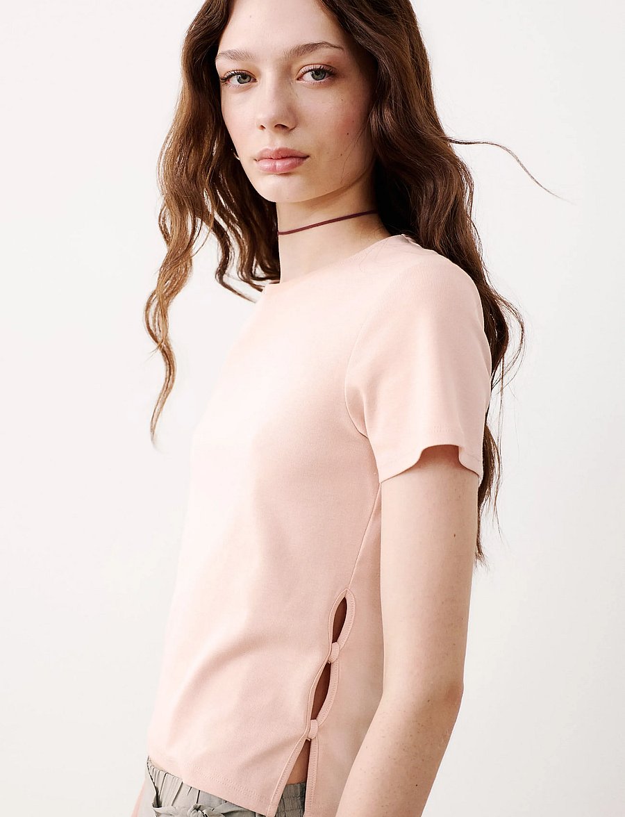 Mango Teen - Open detail T-shirt - kortærmede t-shirts - lt-pastel pink - 0