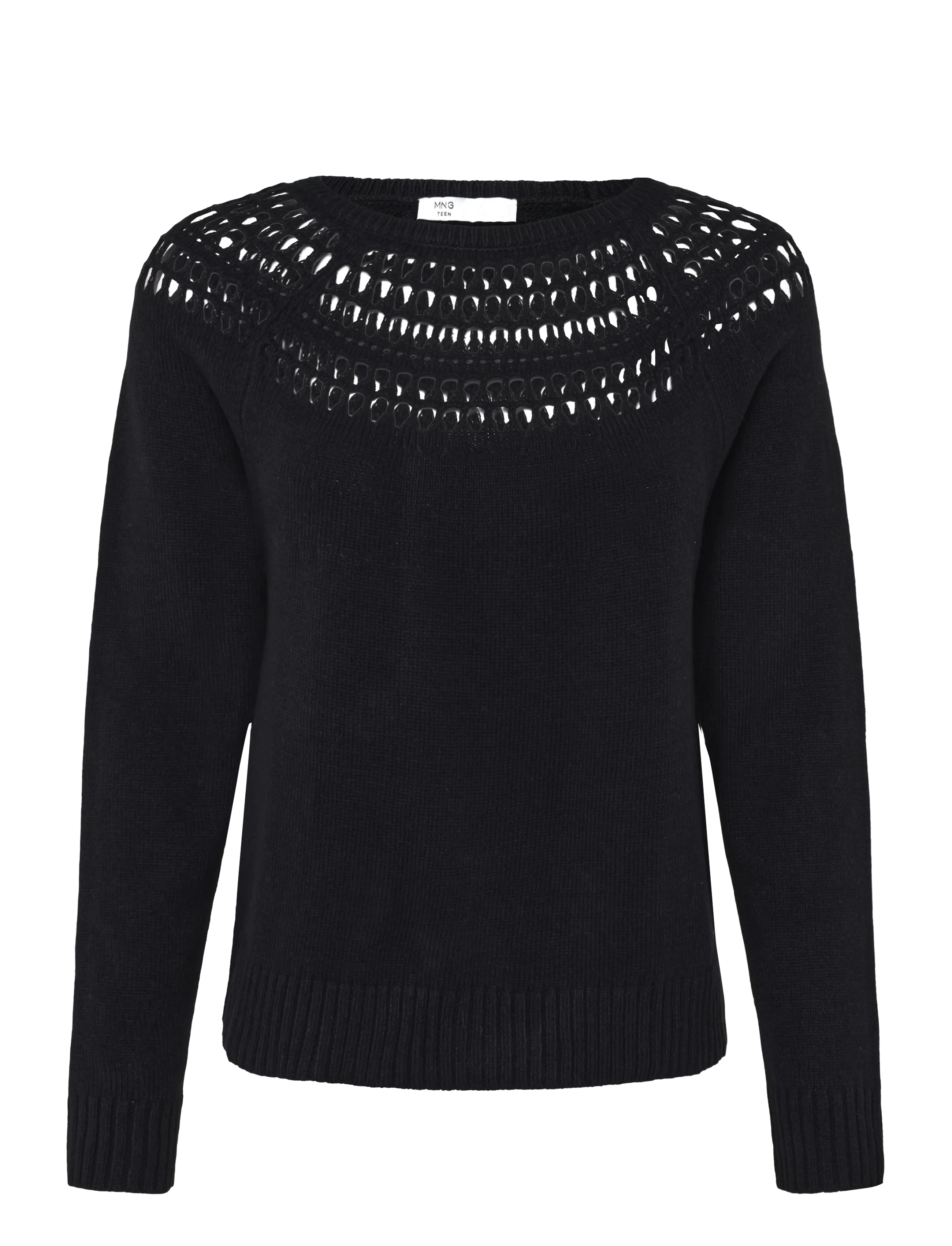 Mango Teen Openwork knit sweater - Stickat - BLACK / black