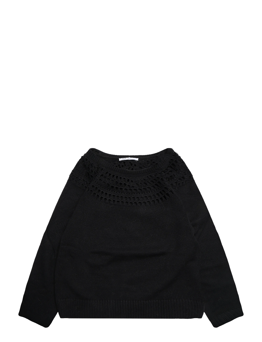 Mango Teen - Openwork knit sweater - trøjer - black - 1