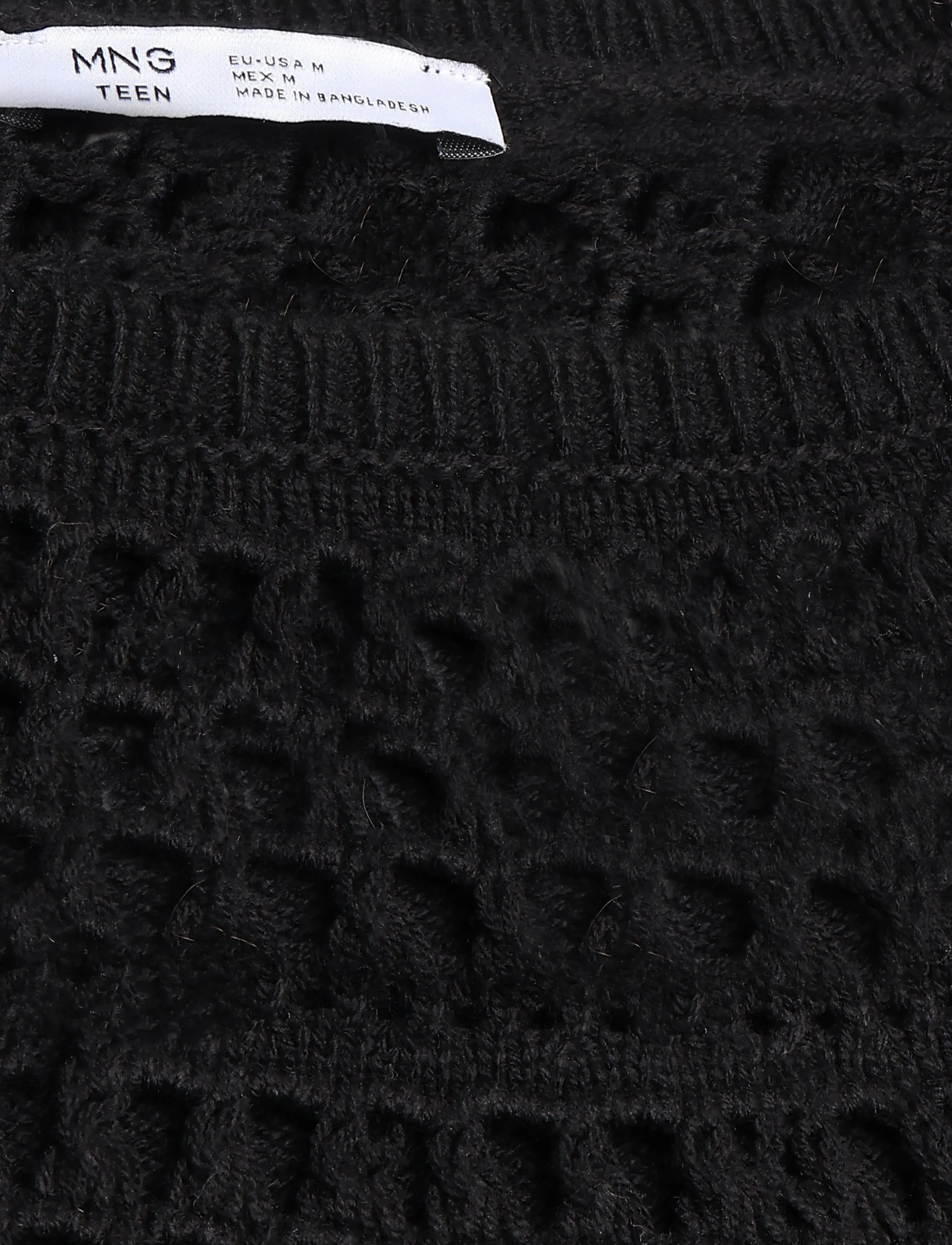 Mango Teen - Openwork knit sweater - trøjer - black - 4