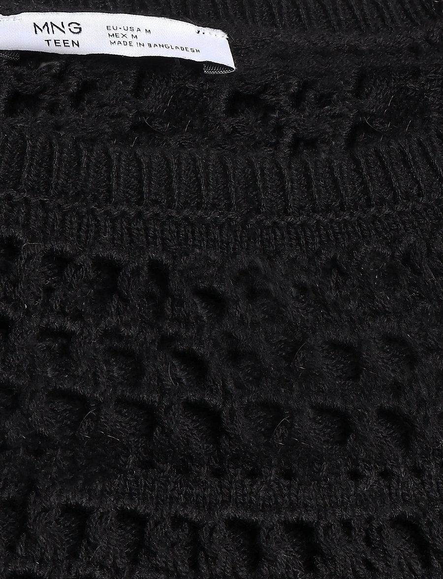 Mango Teen - Openwork knit sweater - trøjer - black - 4