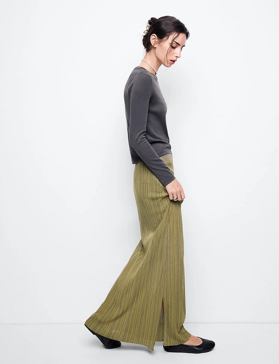 Mango Teen - Semi-transparent knitted skirt - maxi skirt - green - 0