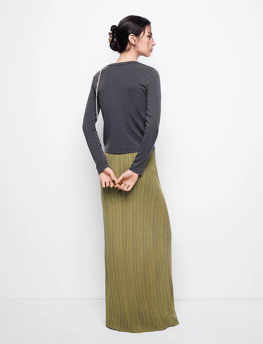 Mango Teen - Semi-transparent knitted skirt - maxi skirt - green - 3