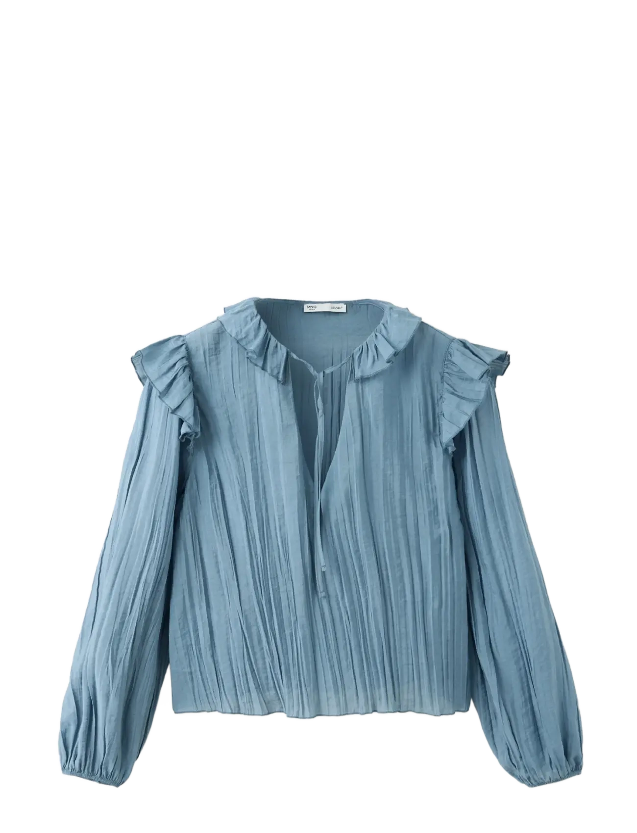 Mango Teen Pleated blouse with ruffles - Mango Teen - LT-PASTEL BLUE / blue